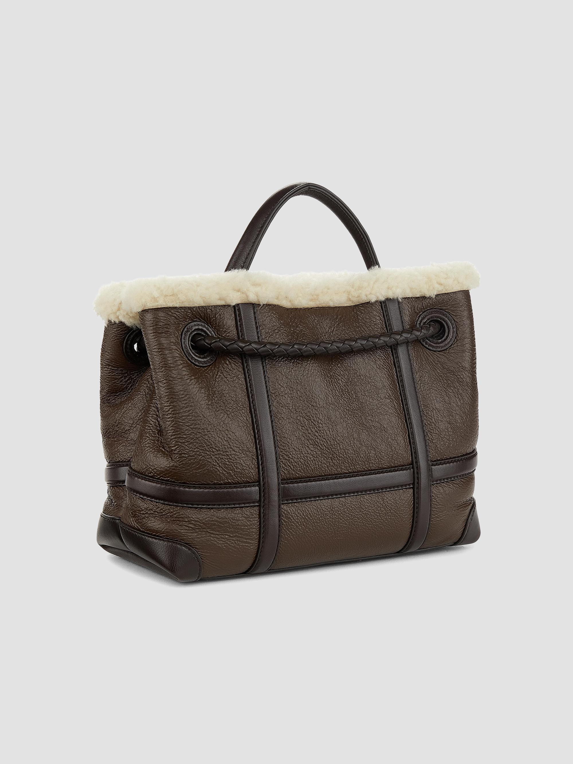 Bottega Veneta Andiamo Small Leather-Shearling Top-Handle Bag