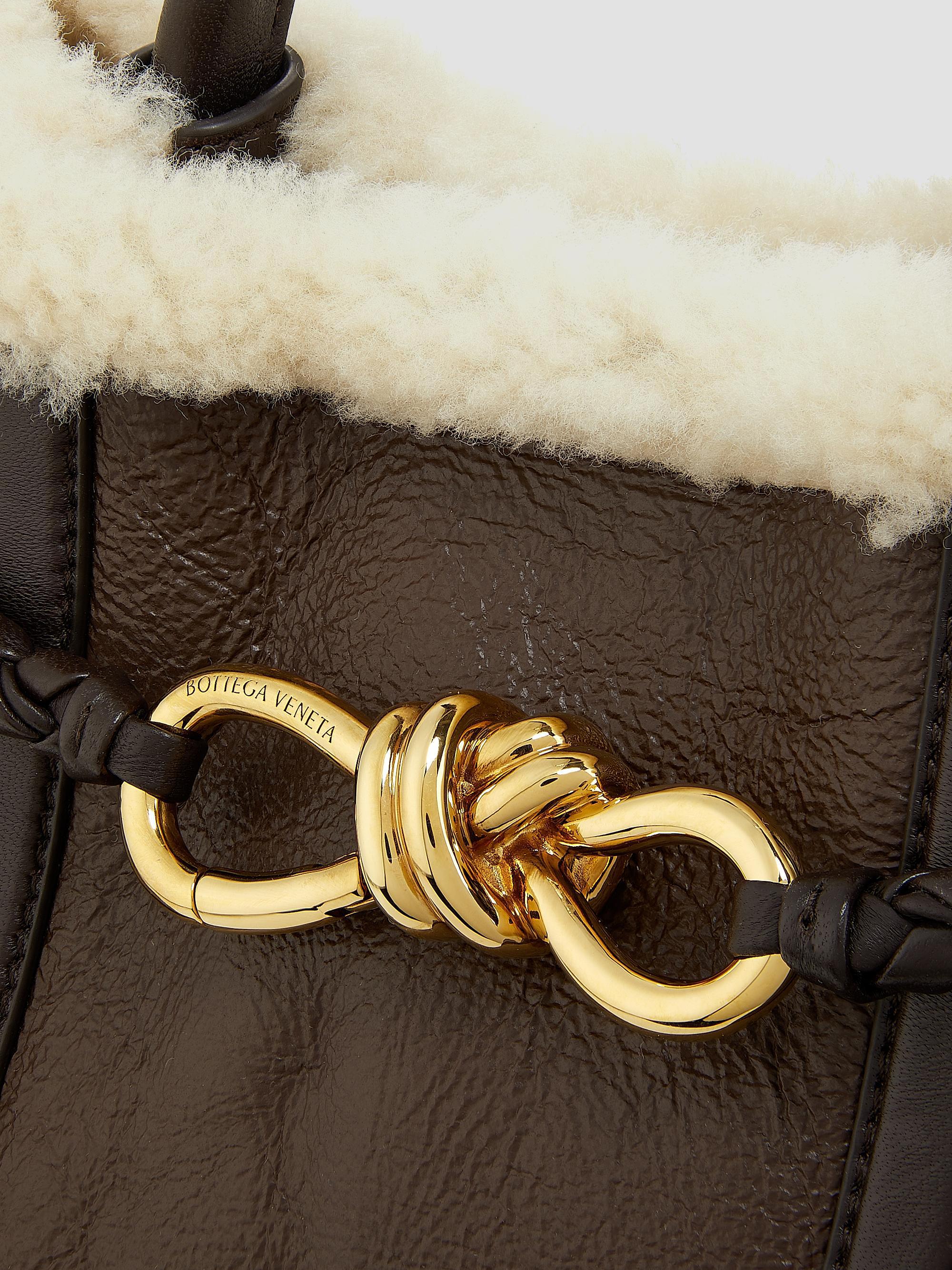 Bottega Veneta Andiamo Small Leather-Shearling Top-Handle Bag