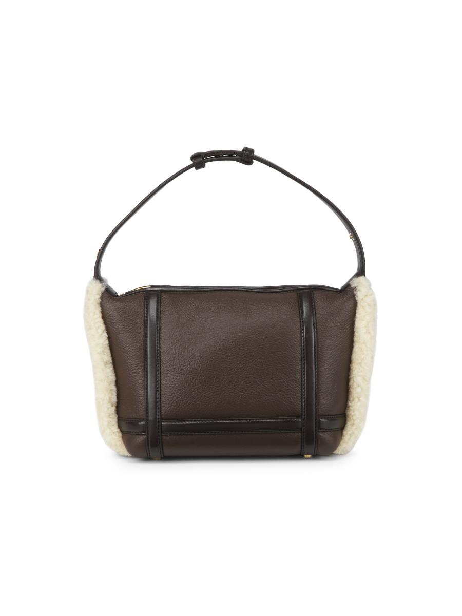 Bottega Veneta Wallace Shearling-Trimmed Leather Top Handle
