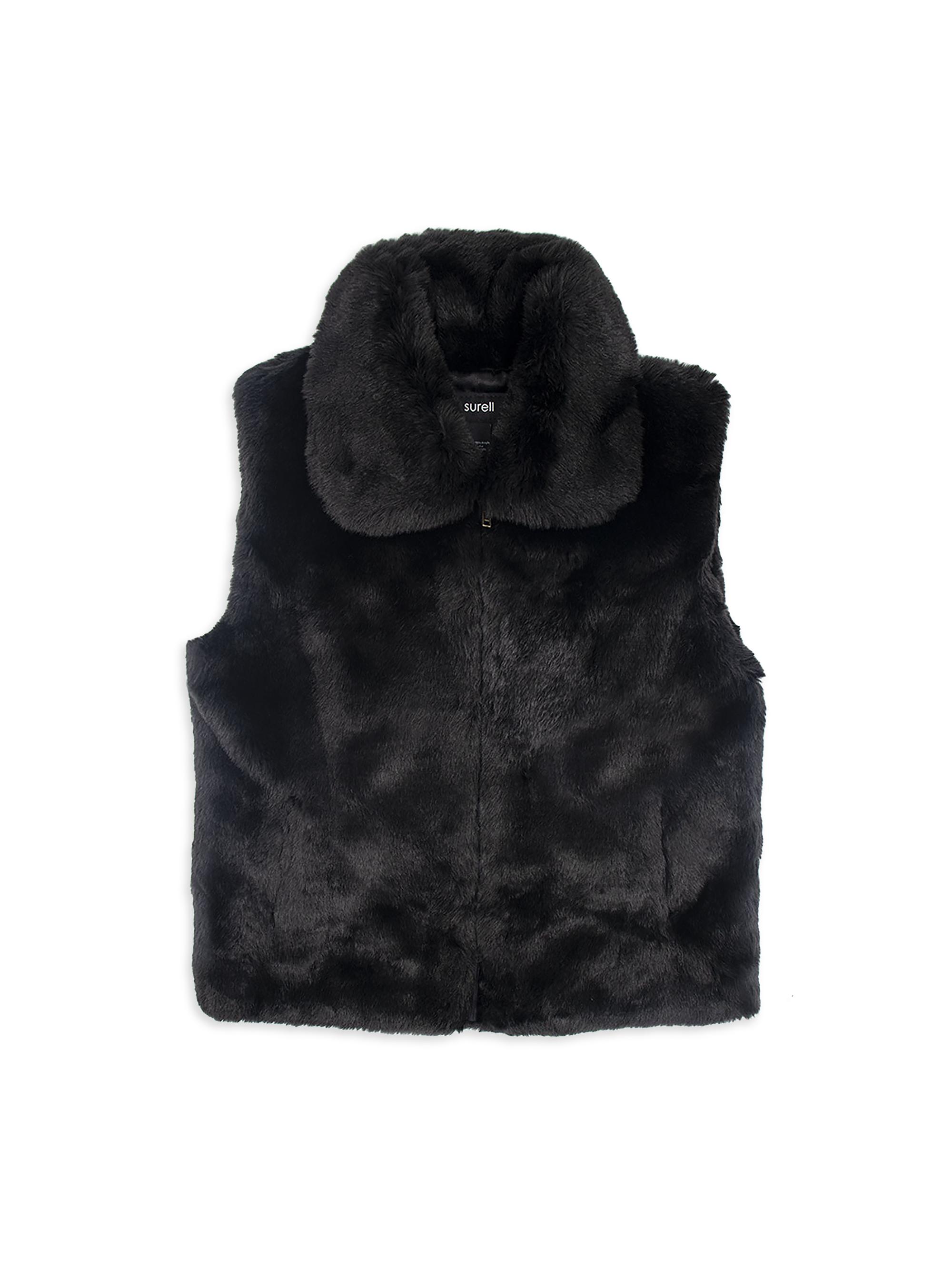 Surell Women's Faux Fur Zip-Up Vest - Frost