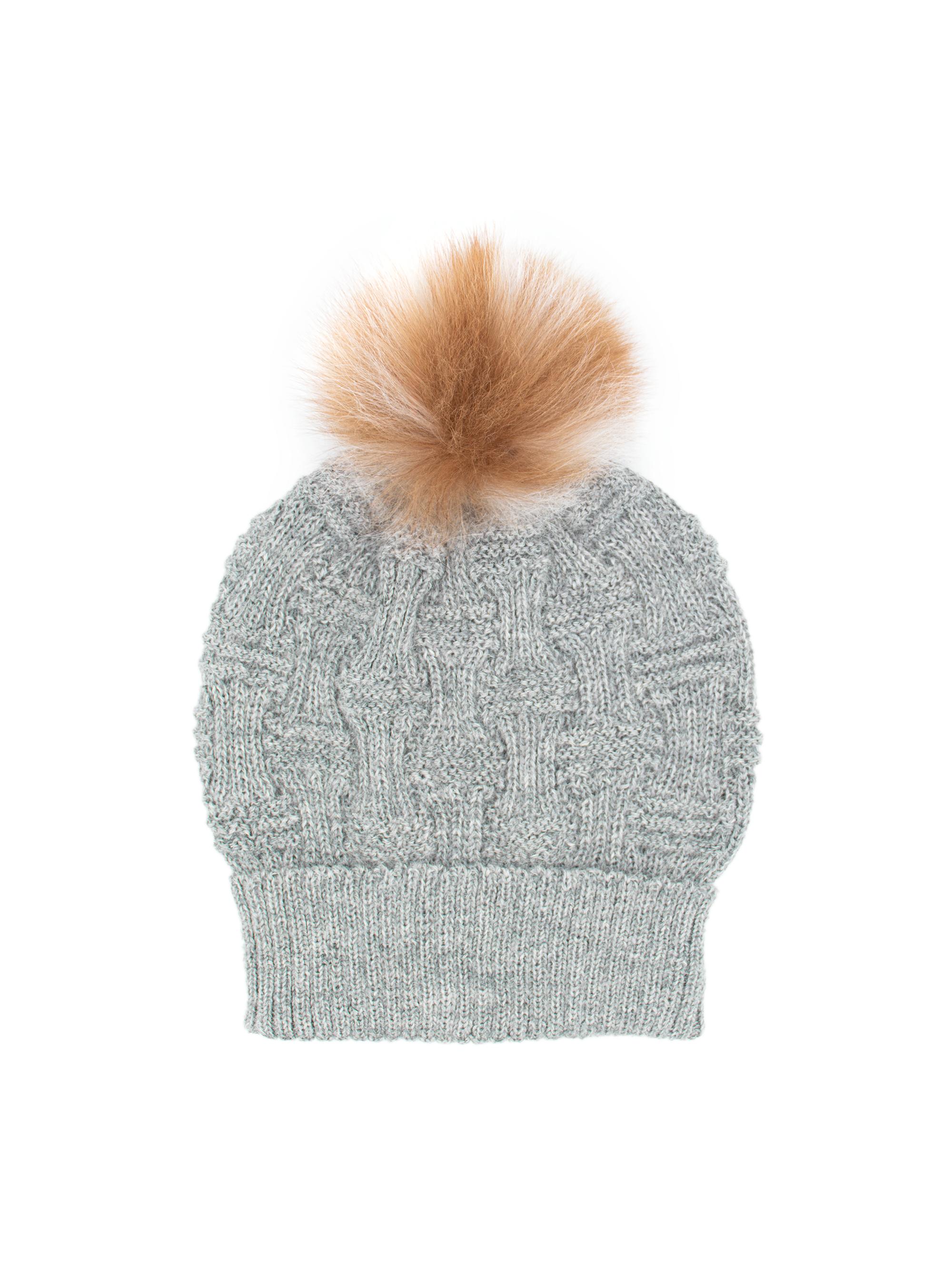 Surell Women's Alpaca Knit Pom-Pom Beanie Hat - Grey