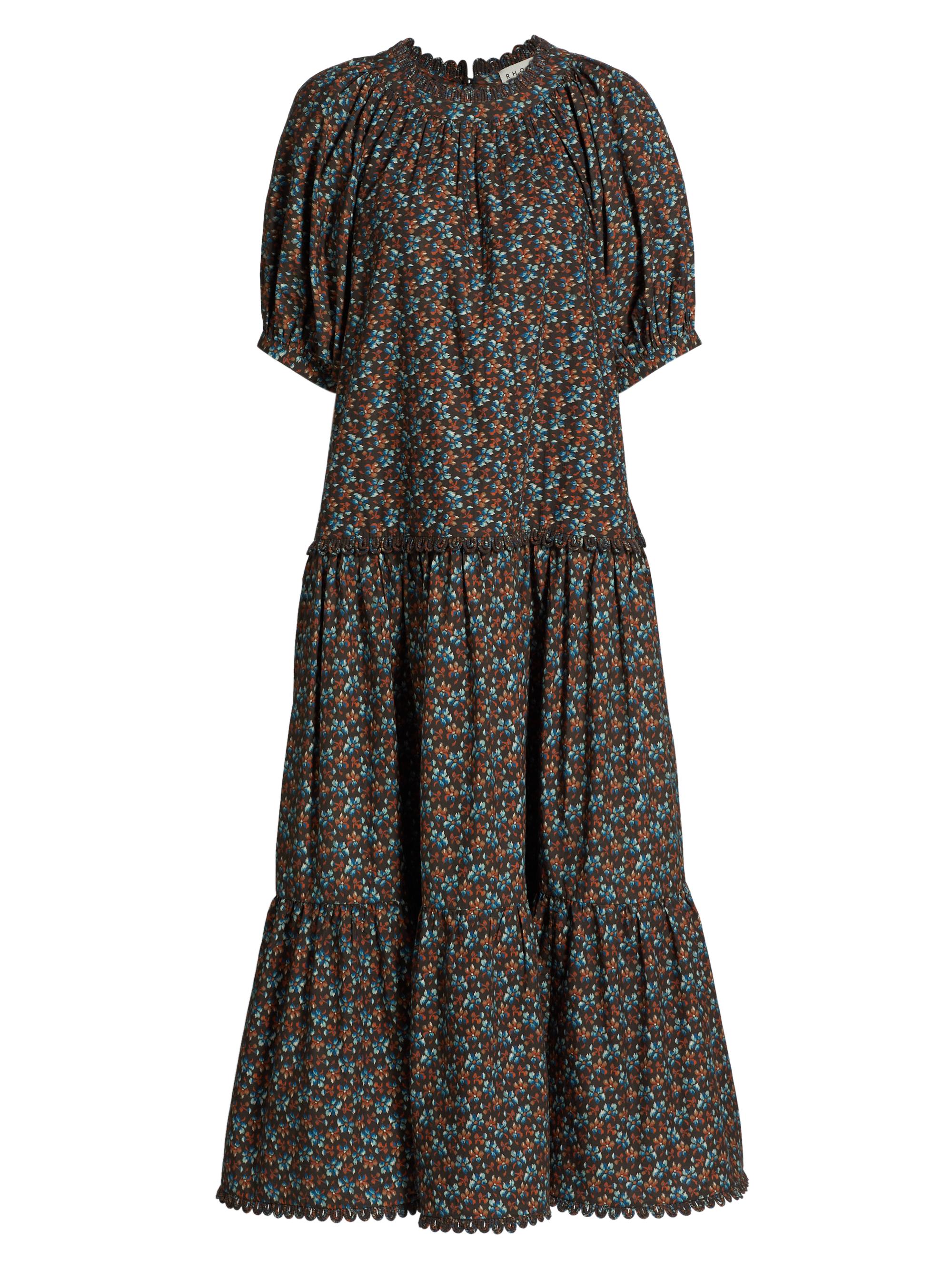 Rhode Women's Aderyn Floral Short-Sleeve Midi-Dress - Sapphire Bloom