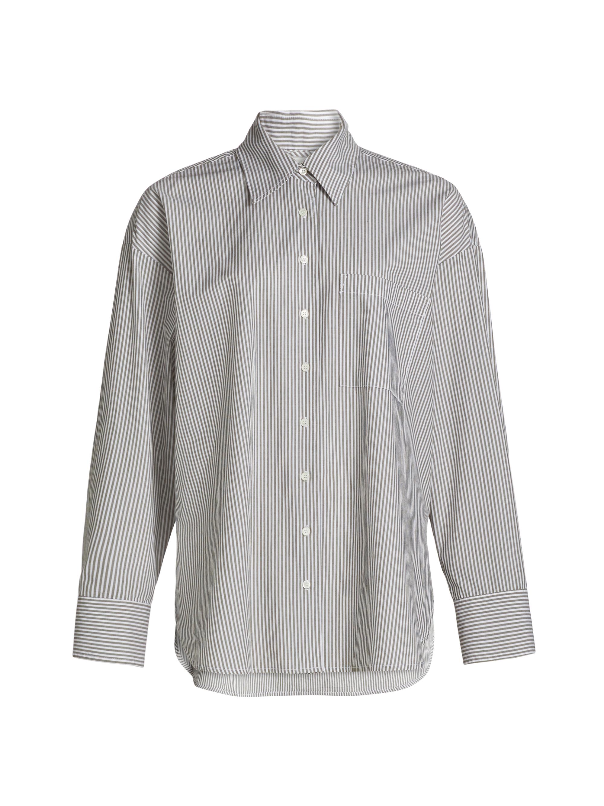 XÍRENA Women's Sydney Striped Poplin Shirt - Sage White