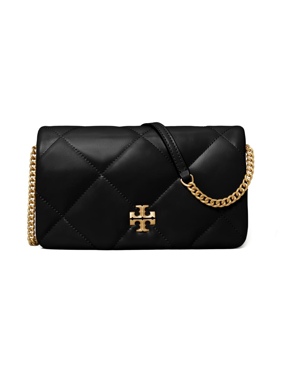 Tory Burch Women's Kira Diamond Leather Chain Wallet In Black