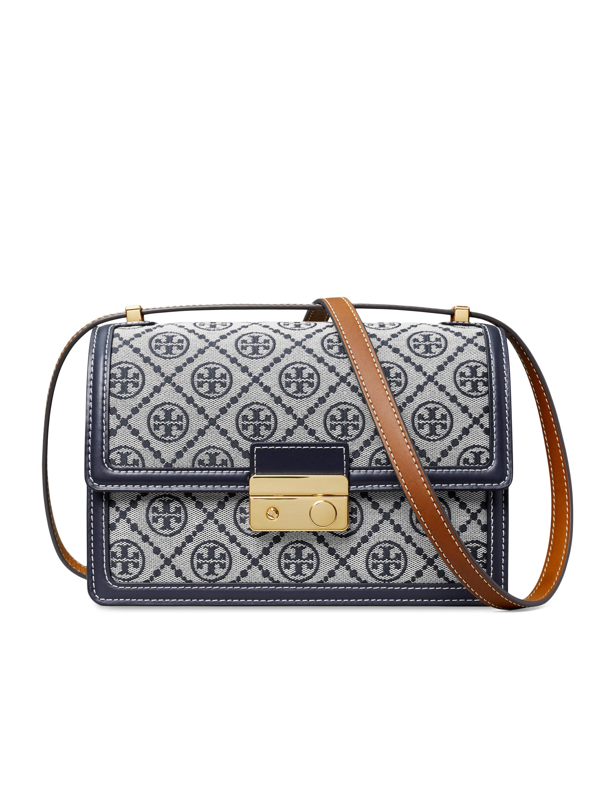 Tory Burch Women's T Monogram Leather Shoulder Bag - Tory Navy