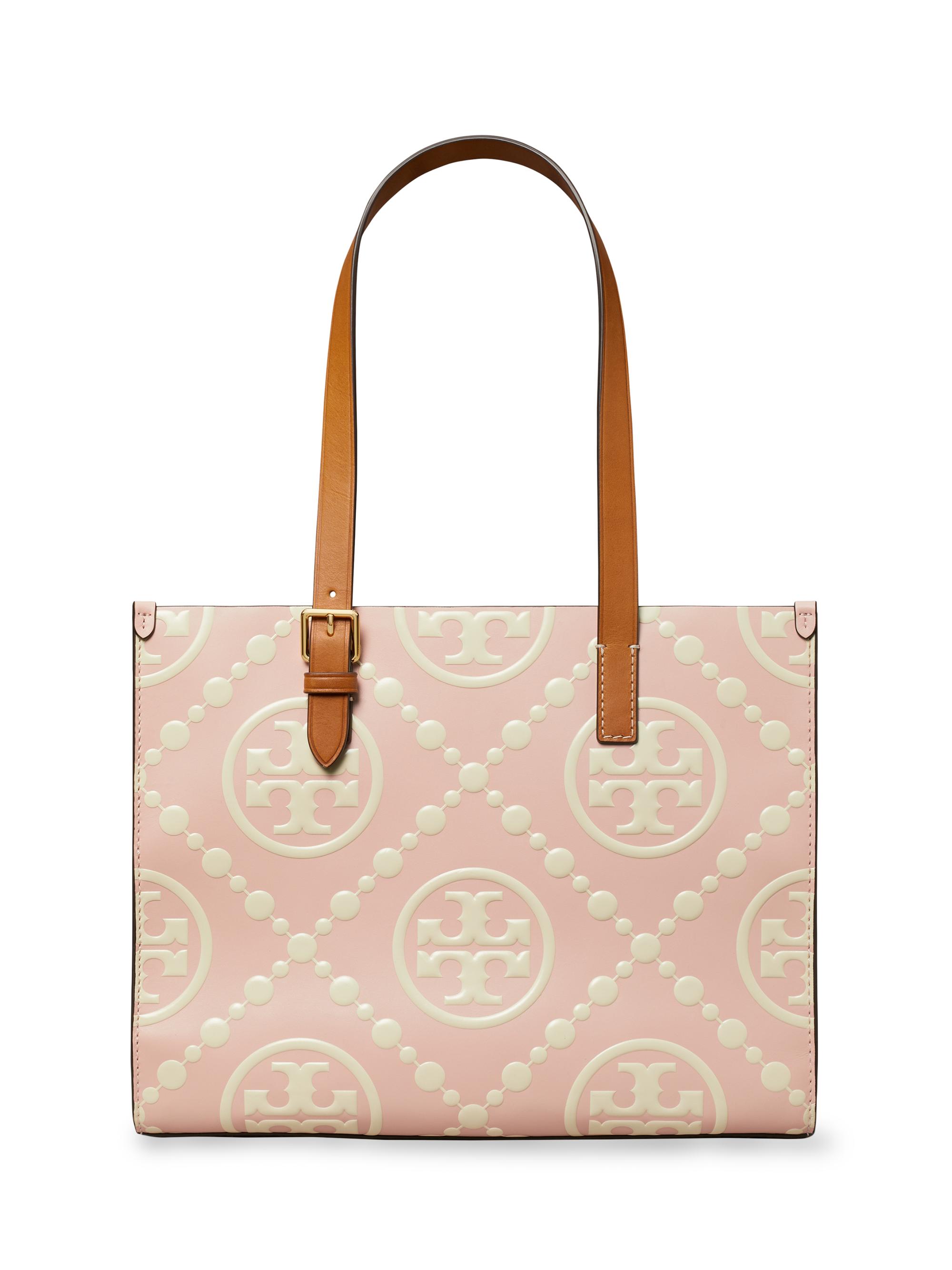 Tory Burch Women's T Monogram Contrast Embossed Leather Tote Bag - Blush