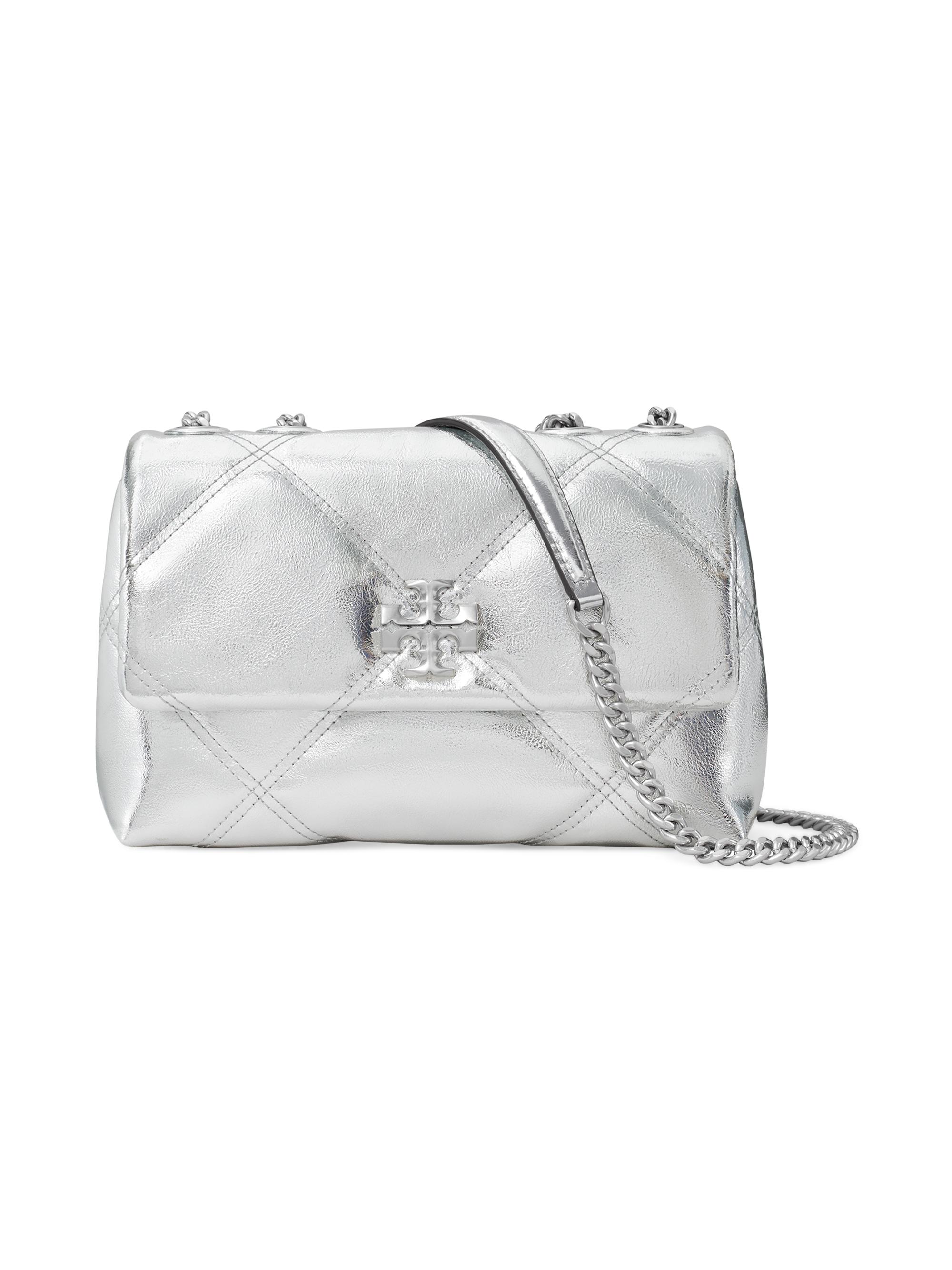 Tory Burch Women's  Kira Diamond Metallic Leather Shoulder Bag - Silver