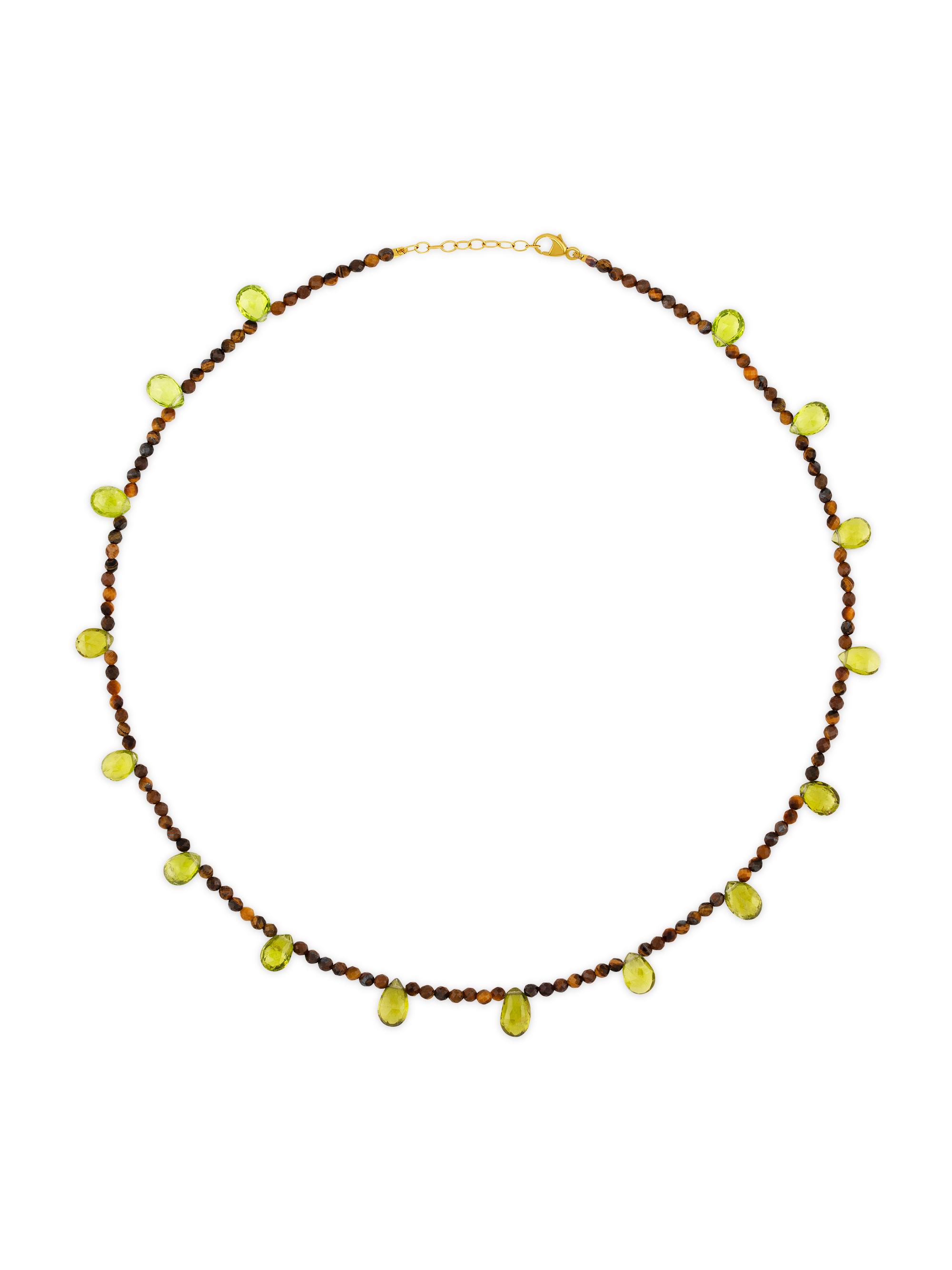 Jia Jia Women's Arizona 14K Yellow Gold, Tiger's Eye & Peridot Beaded Necklace - Tigers Eye