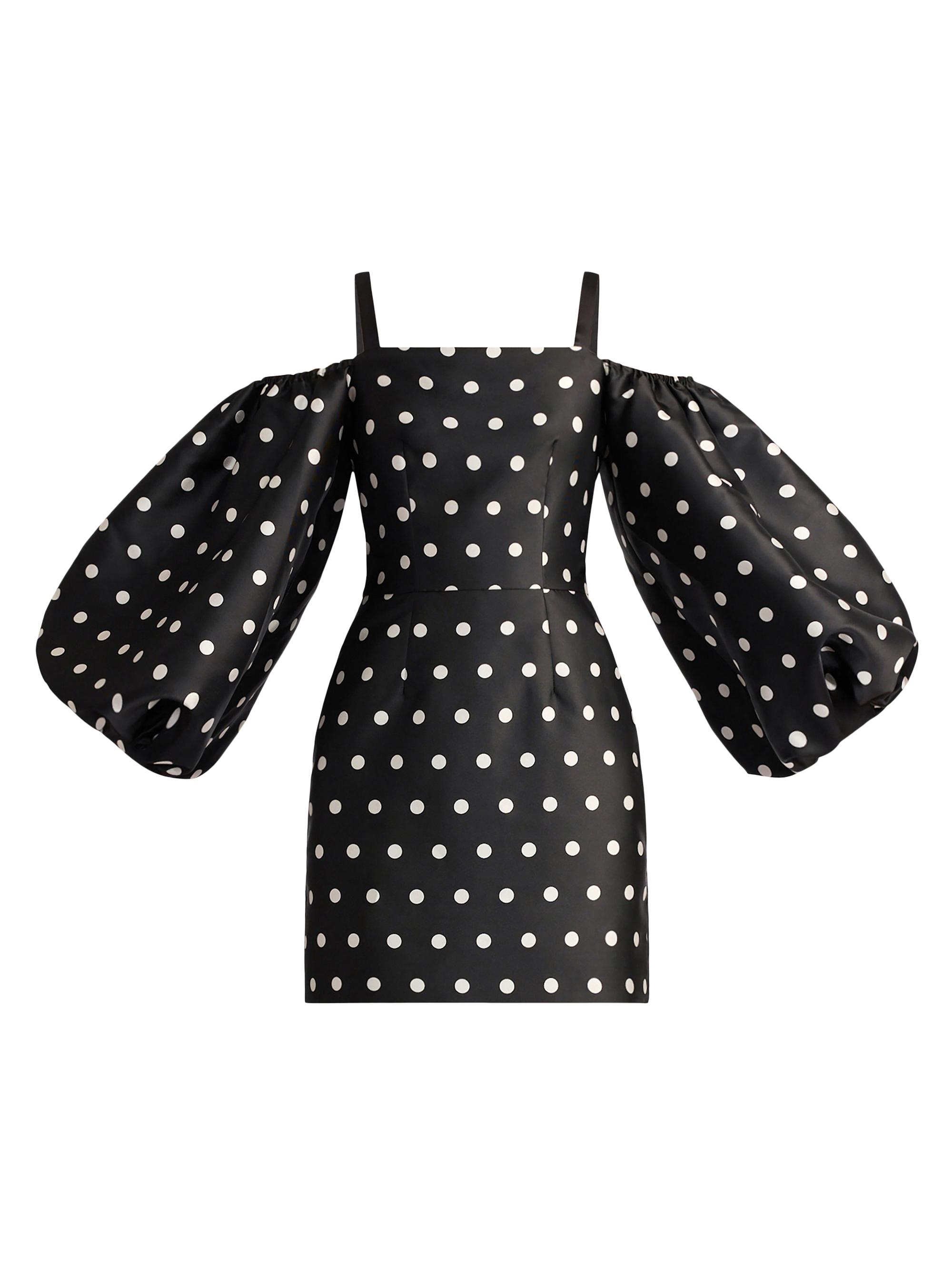 Zac Posen Women's Polka Dot Balloon Sleeve Minidress - Black White Polka Dot