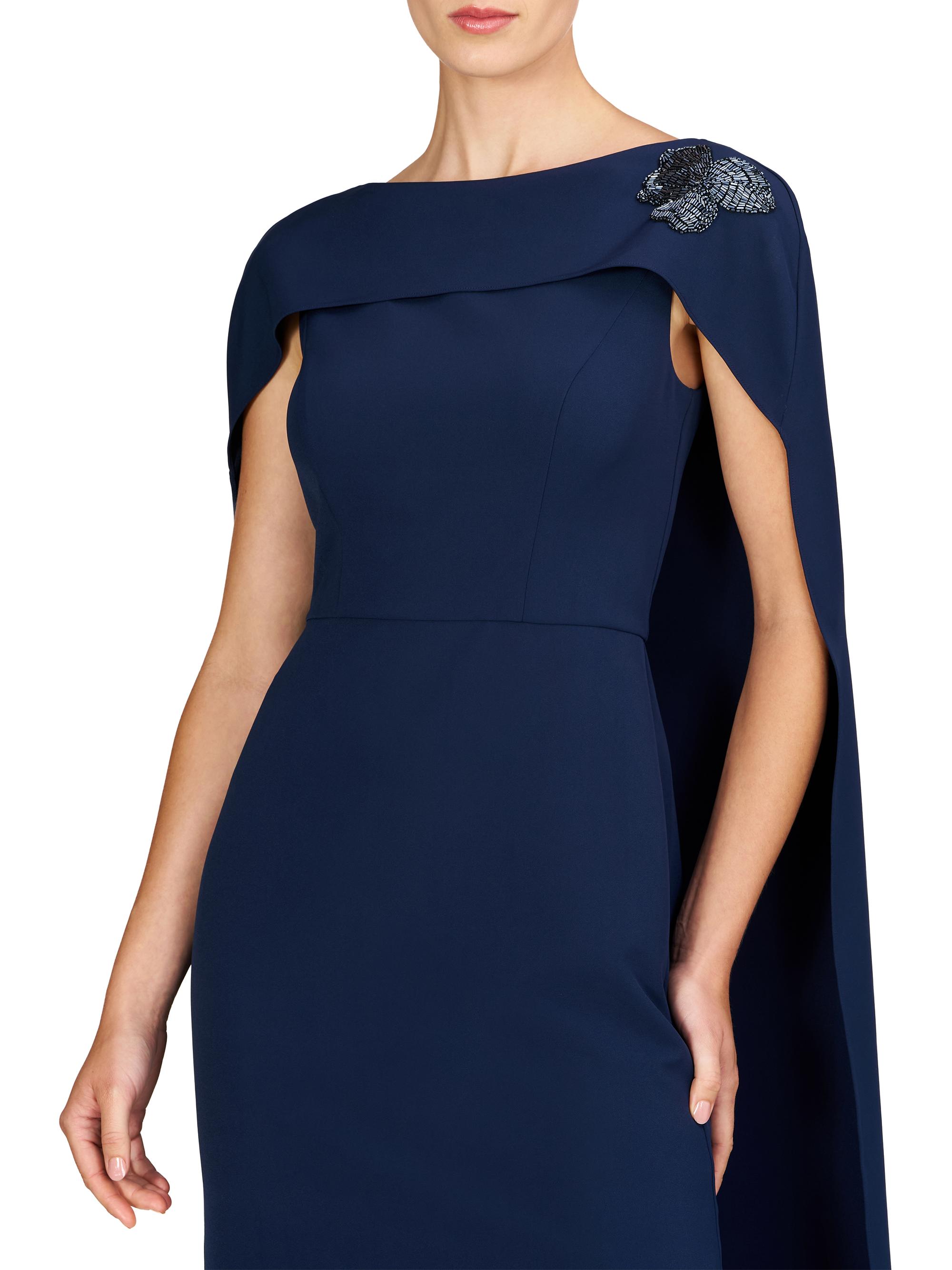 Alexandria Embellished Crepe Cape Gown