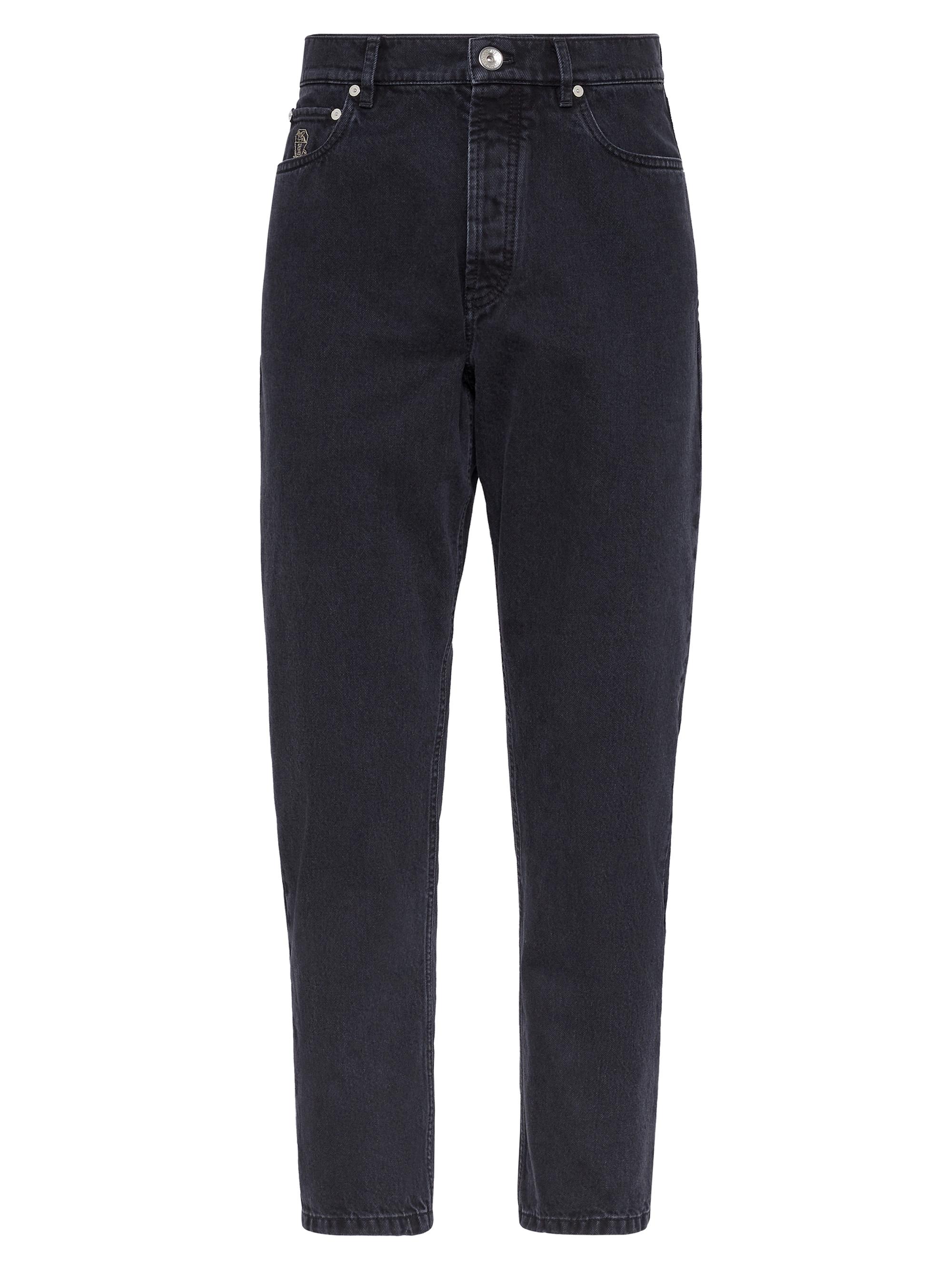 Brunello Cucinelli Men's Greyscale Denim Iconic Fit Five Pocket Jeans - Dark Grey