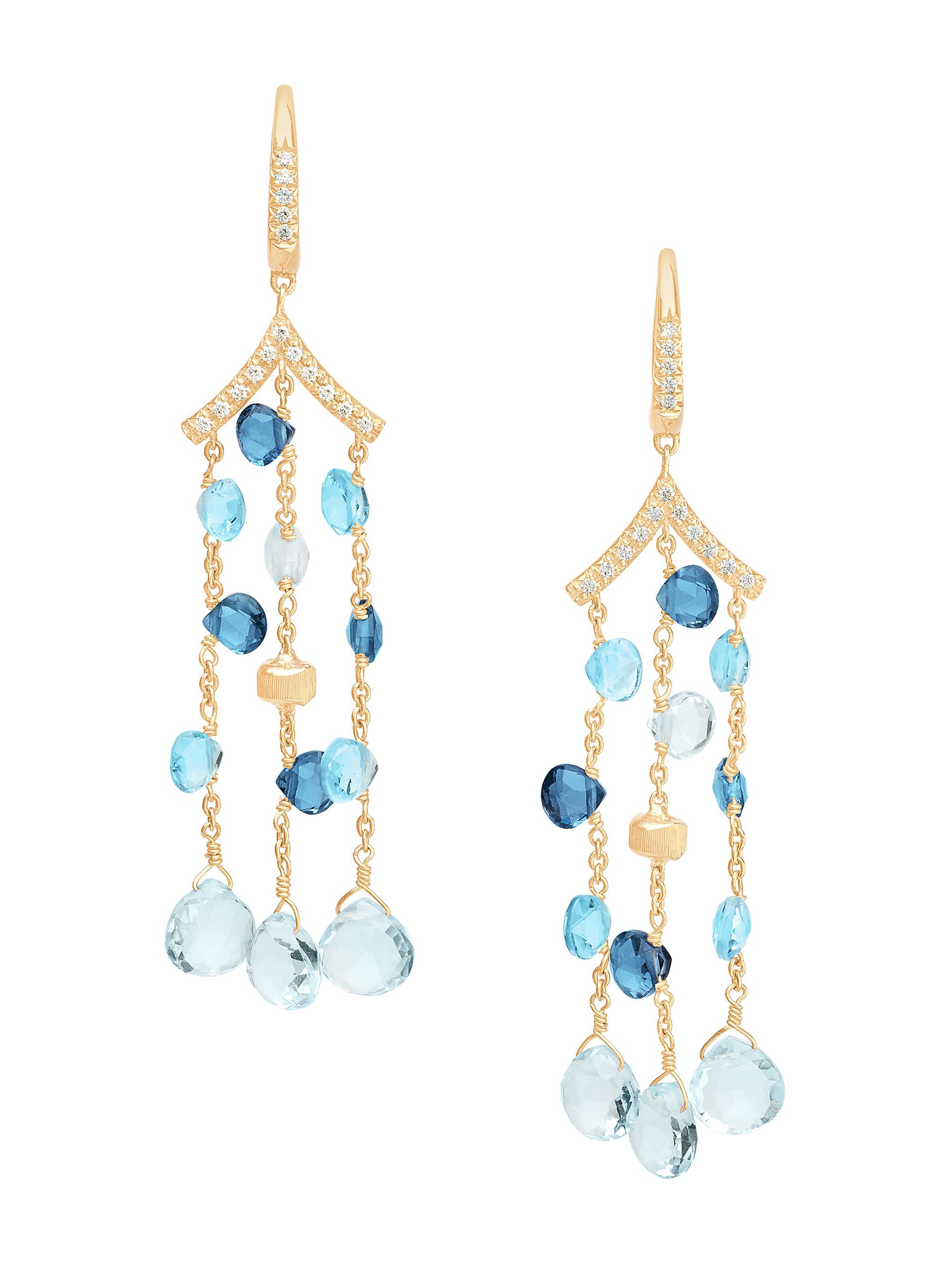 Marco Bicego Women's Paradise Topaz 18K Yellow Gold, 0.21 TCW & Mixed Topaz Three-Strand Chandelier Earrings - Yellow Gold