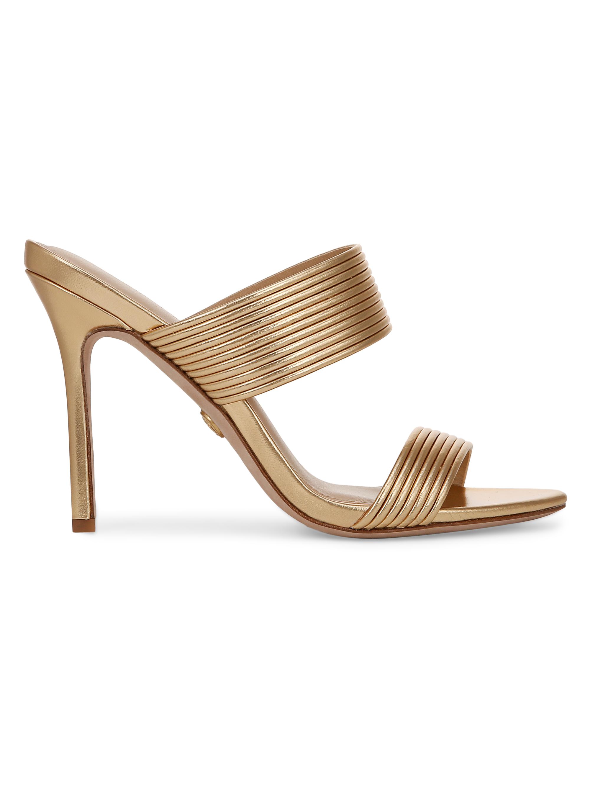 Veronica Beard Women's Asha 100MM Leather Sandals - Pale Gold