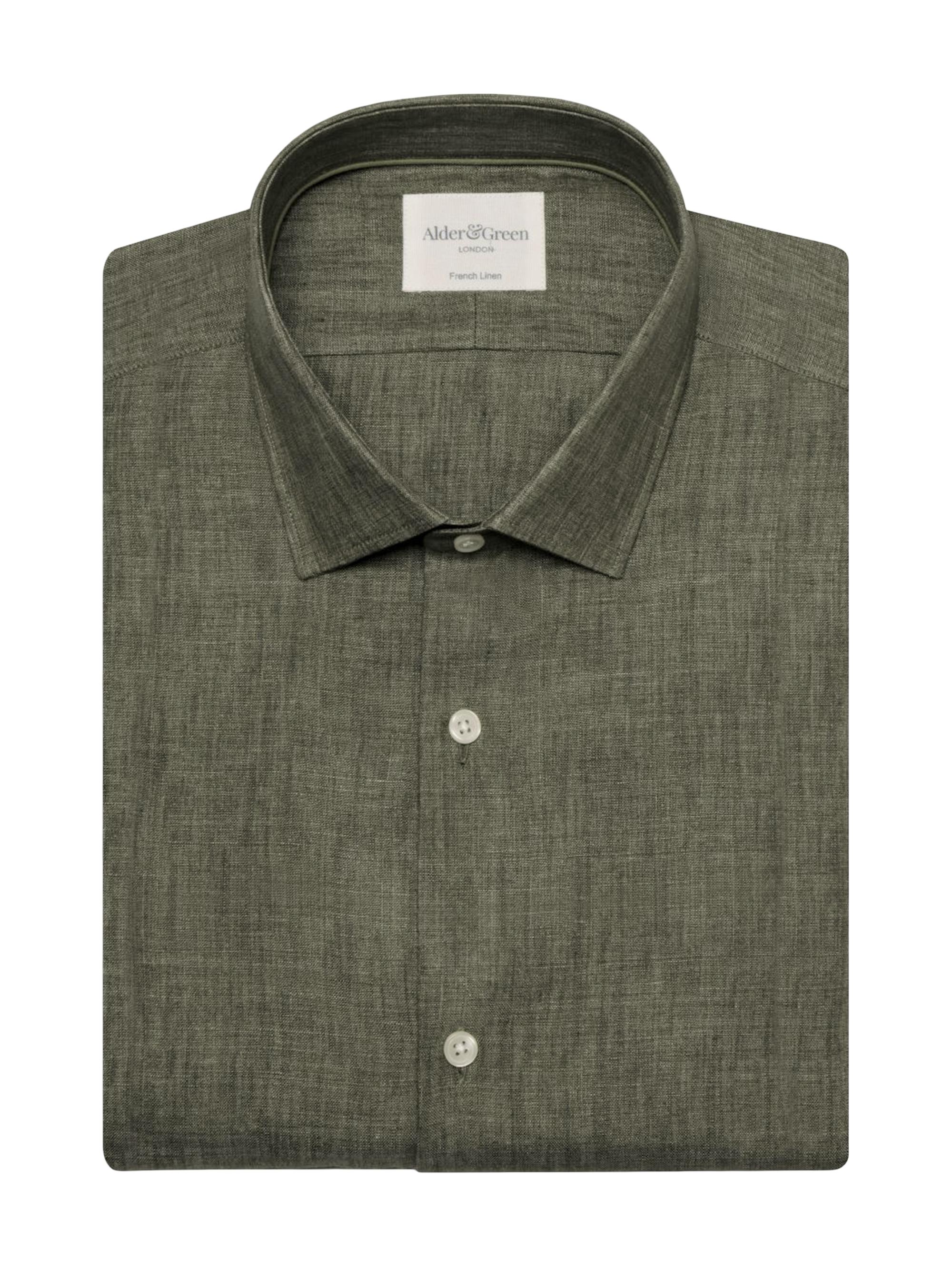 Alder & Green Men's Slim-Fit Linen Button-Front Shirt - White