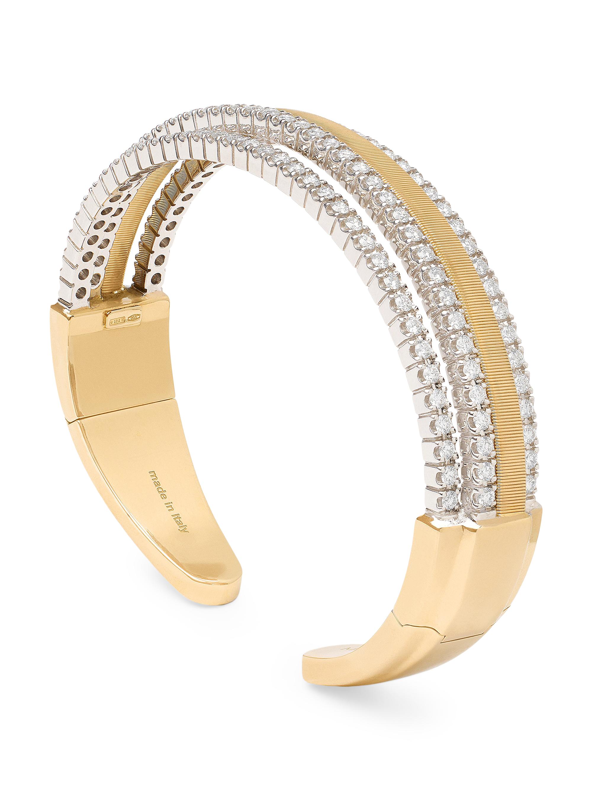 Marco Bicego Women's Masai Two-Tone 18K Gold & 2.94 TCW Diamond 3-Row Tennis Cuff - Yellow Gold