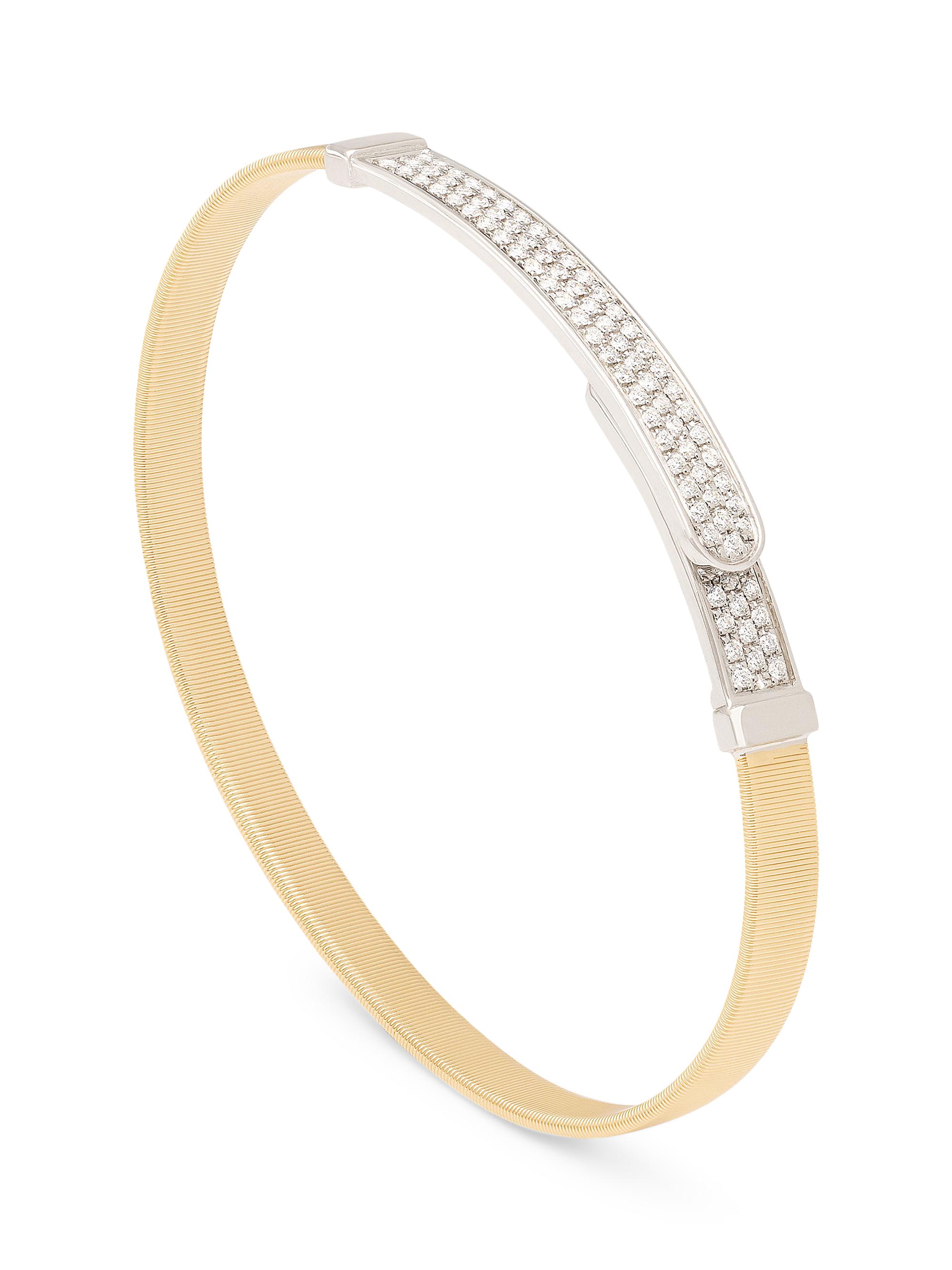 Marco Bicego Women's Masai Two-Tone 18K Gold & 0.50 TCW Diamond Thin Coil Bangle - Yellow Gold