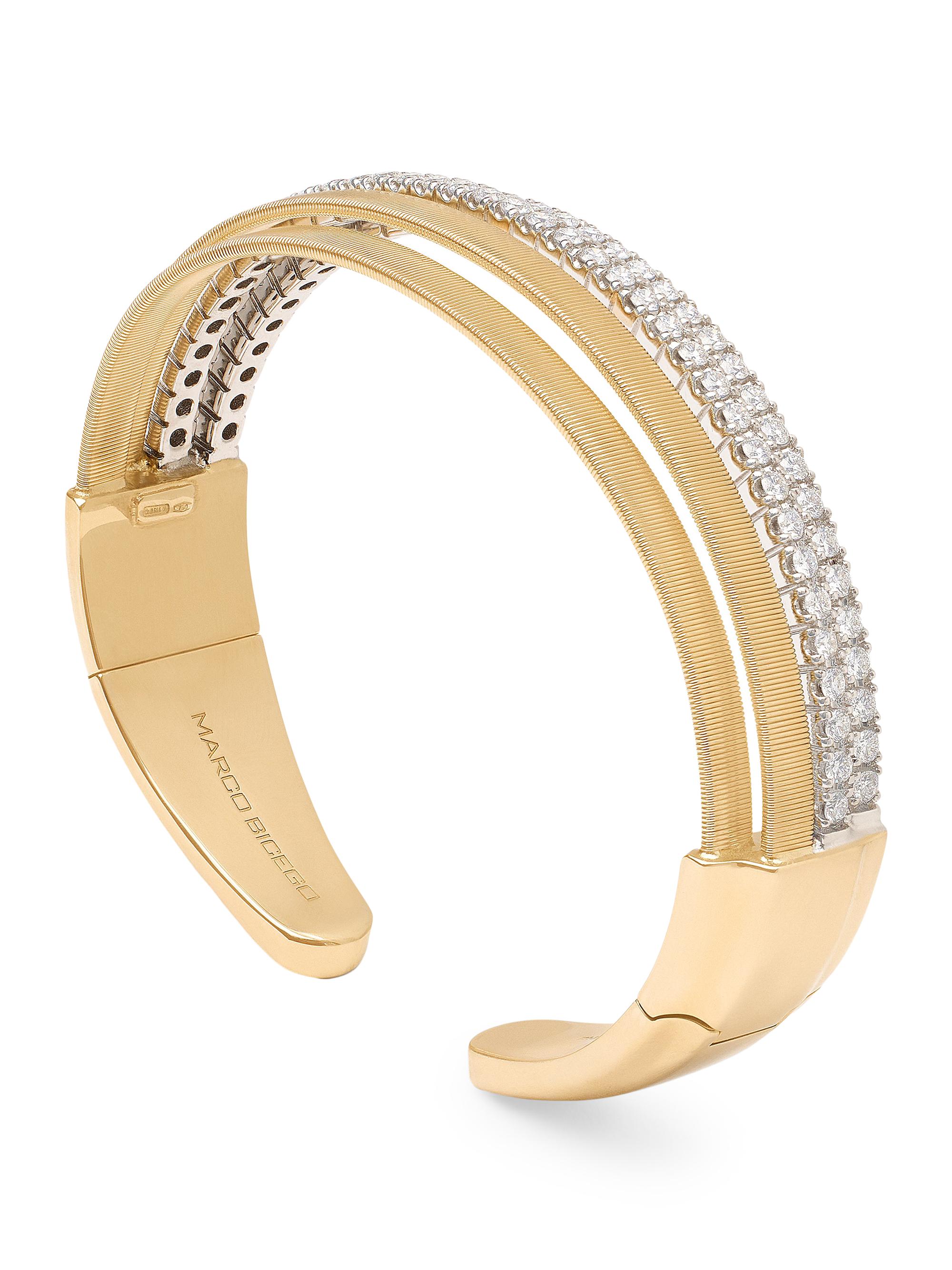 Marco Bicego Women's Masai Two-Tone 18K Gold & 1.92 TCW Diamond 2-Row Tennis Cuff - Yellow Gold