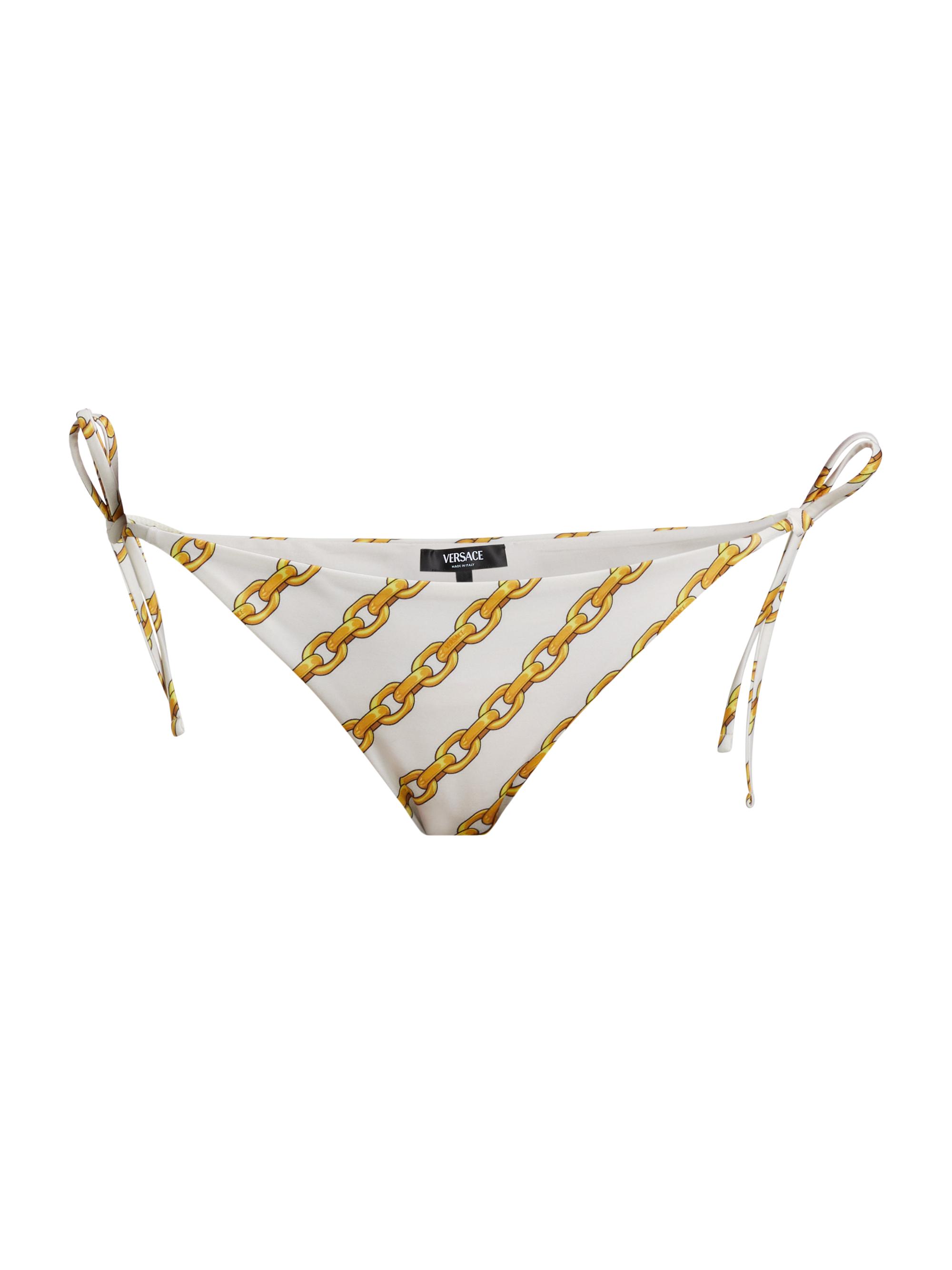 Versace Women's Treasure Print String Bikini Bottom - Bone Gold