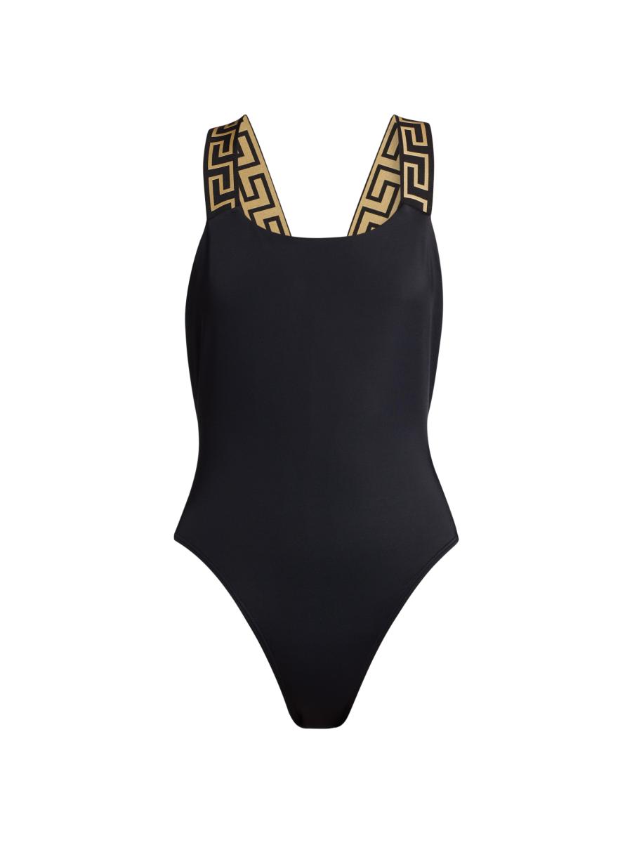 Versace Greek Key Strap One-Piece Swimsuit | Saks Fifth Avenue