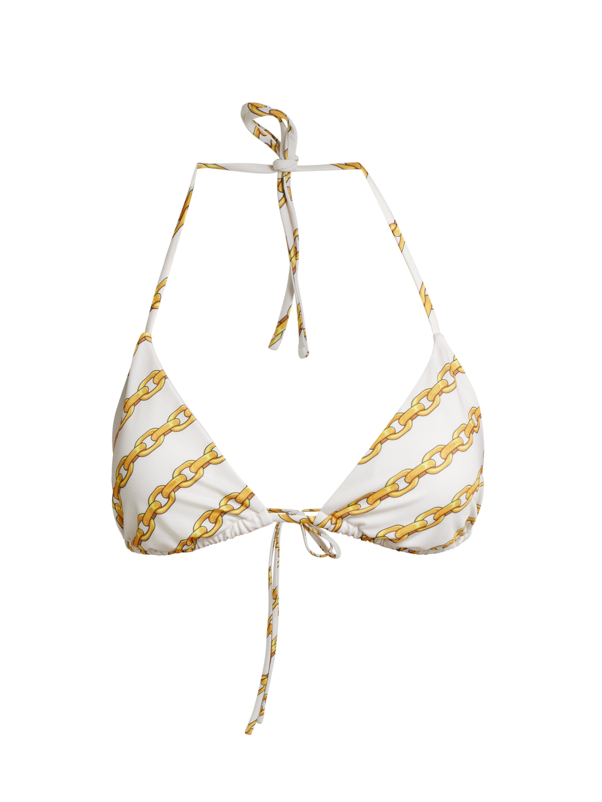Versace Women's Treasure Print String Bikini Top - Bone Gold
