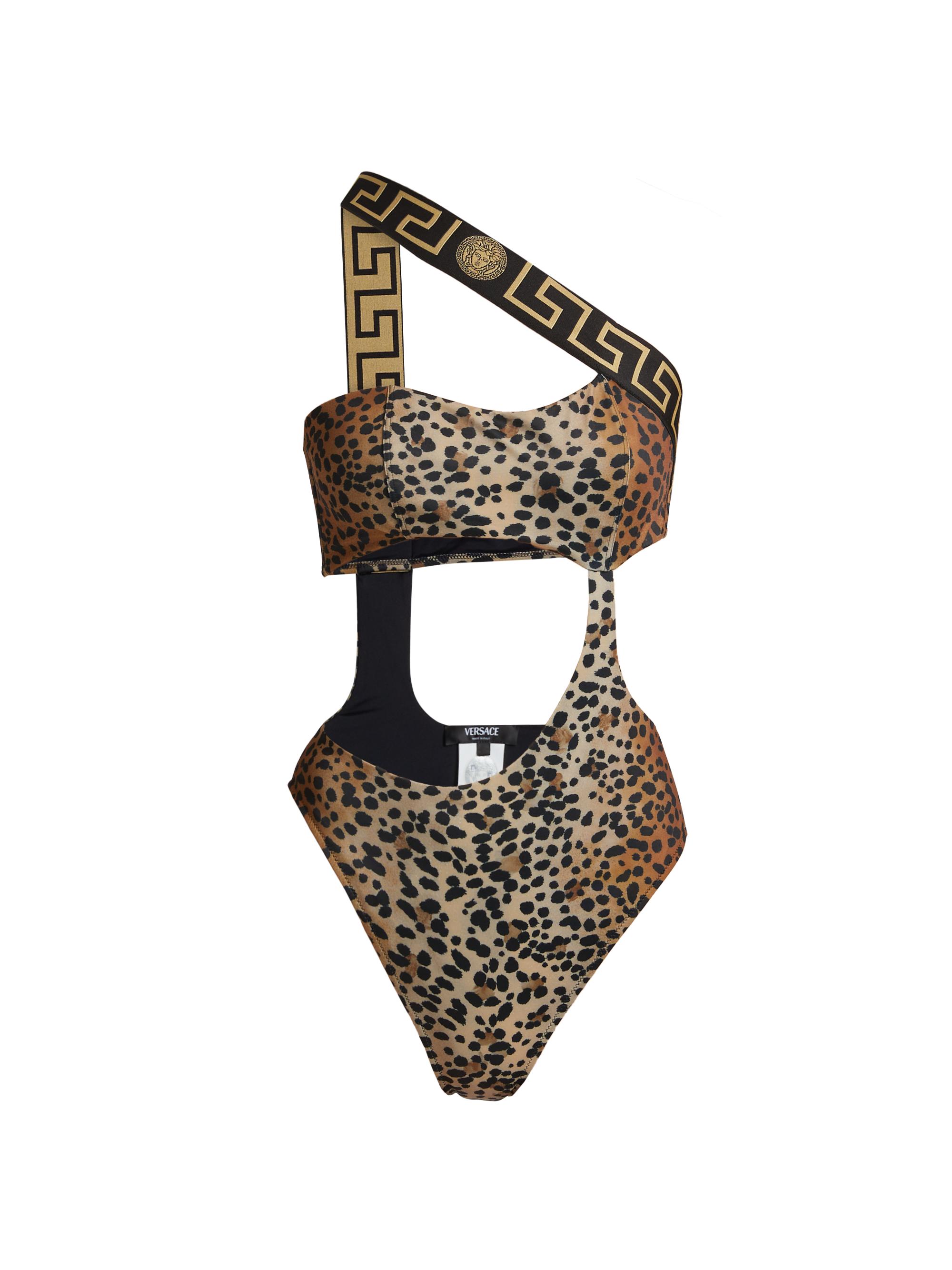 Versace Women's Leopard Cut-Out One-Piece Swimsuit - Natural Black Black Gold