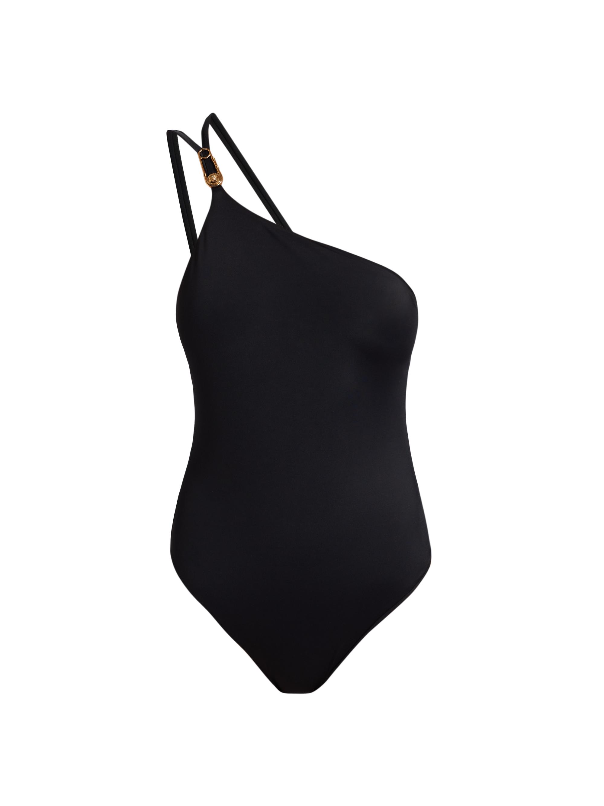Versace Women's One-Shoulder Medusa Pin One-Piece Swimsuit - Black