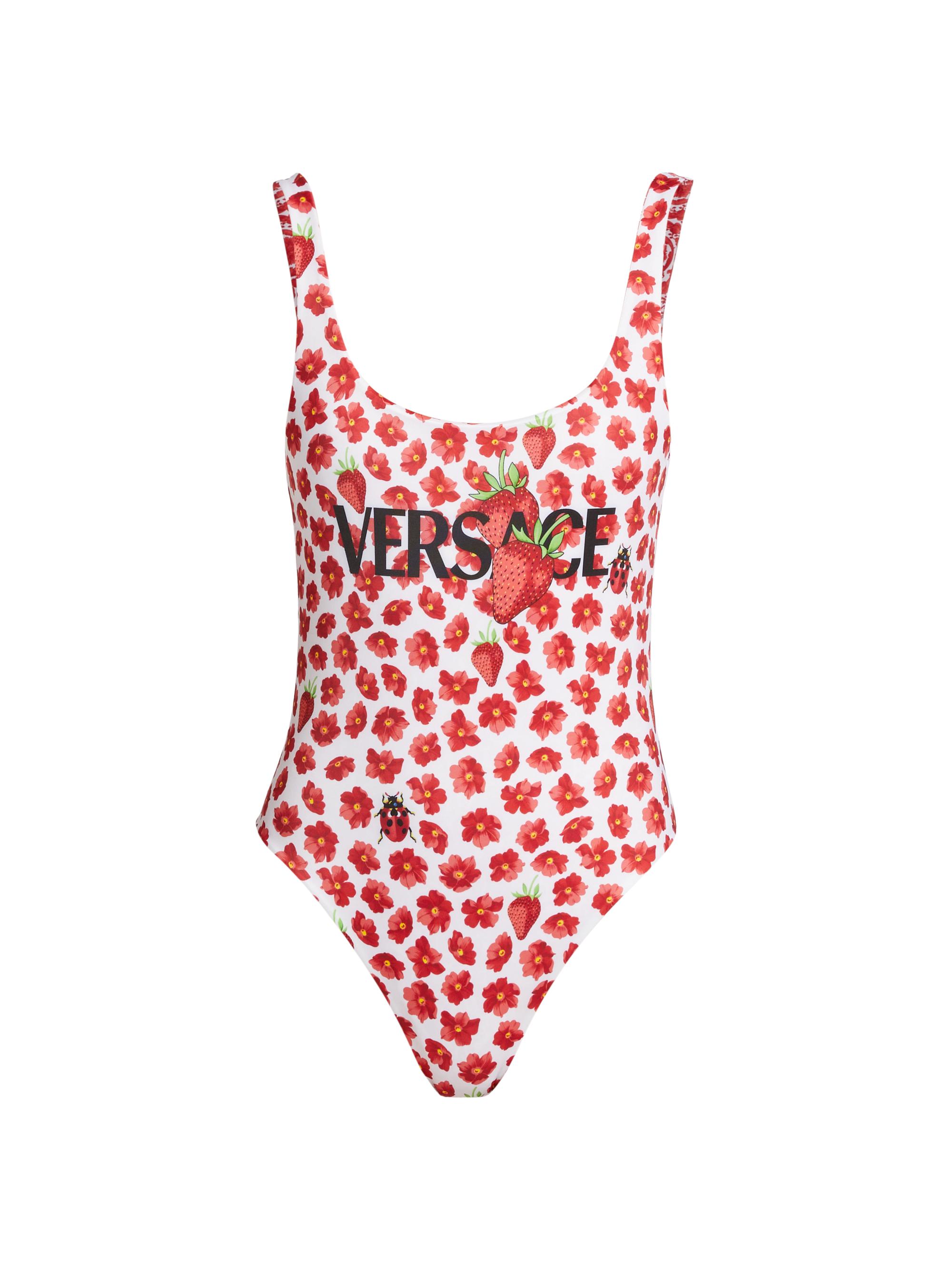 Versace Women's Vita Reversible Print One-Piece Swimsuit - White Red
