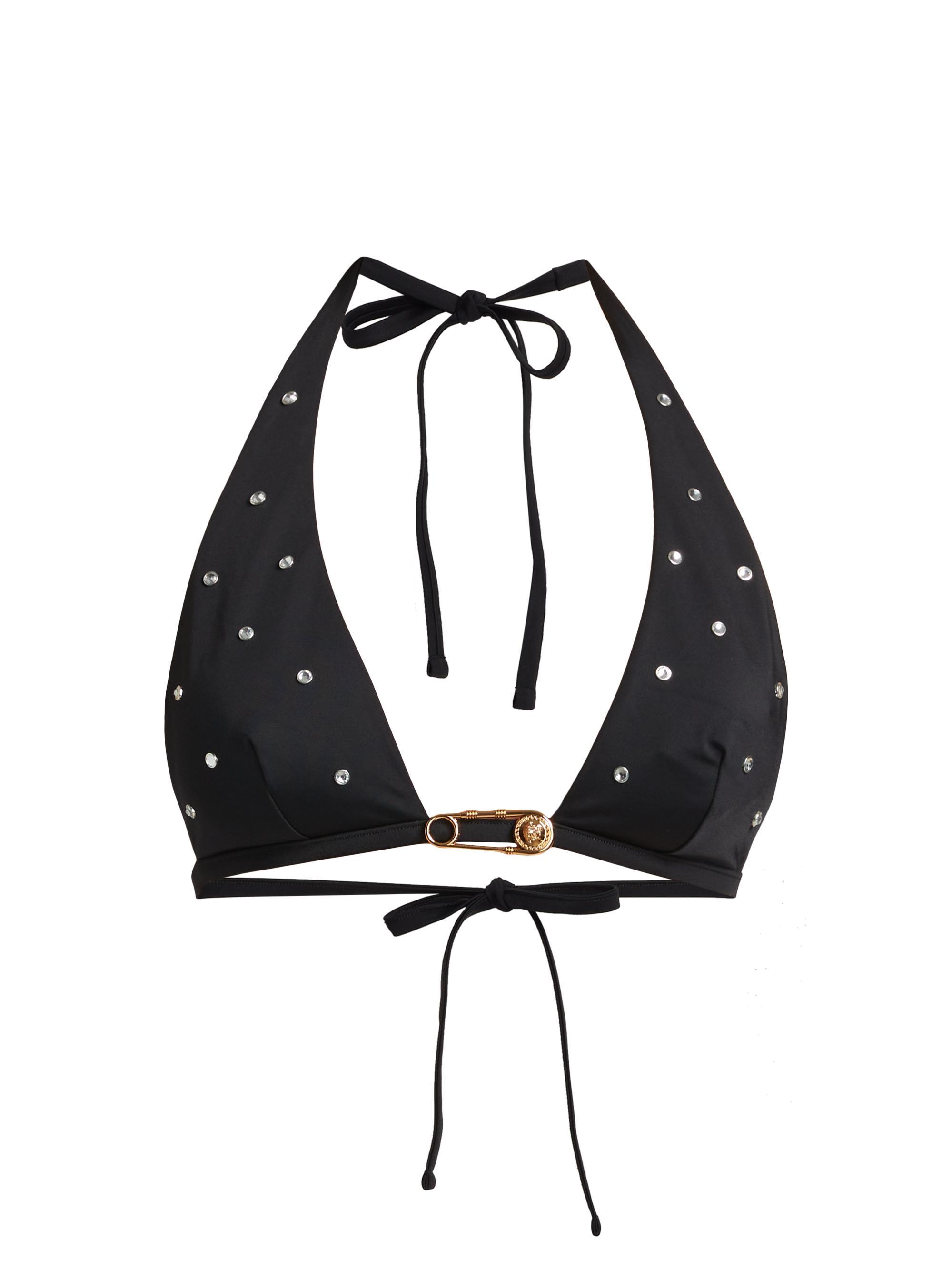 Versace Women's Pin Diamante Bikini Top - Black Crystal