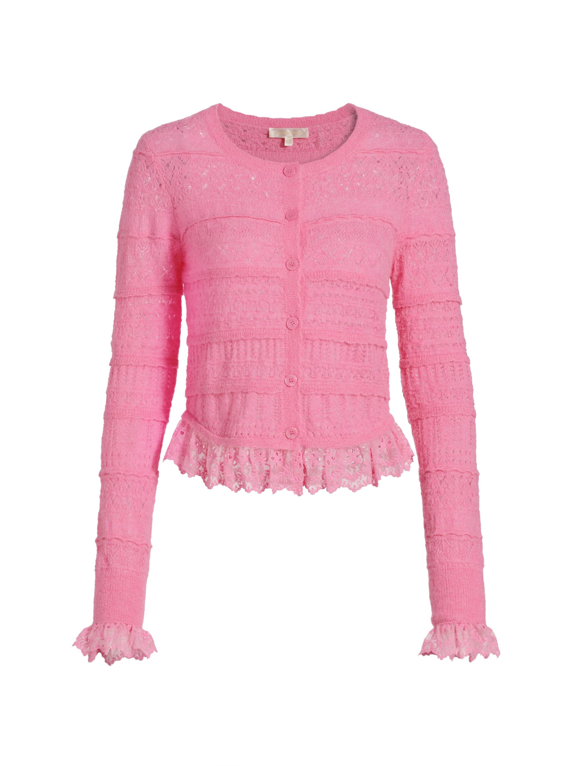 LoveShackFancy Women's Fluffy Pointelle Norden Cardigan - Petunia