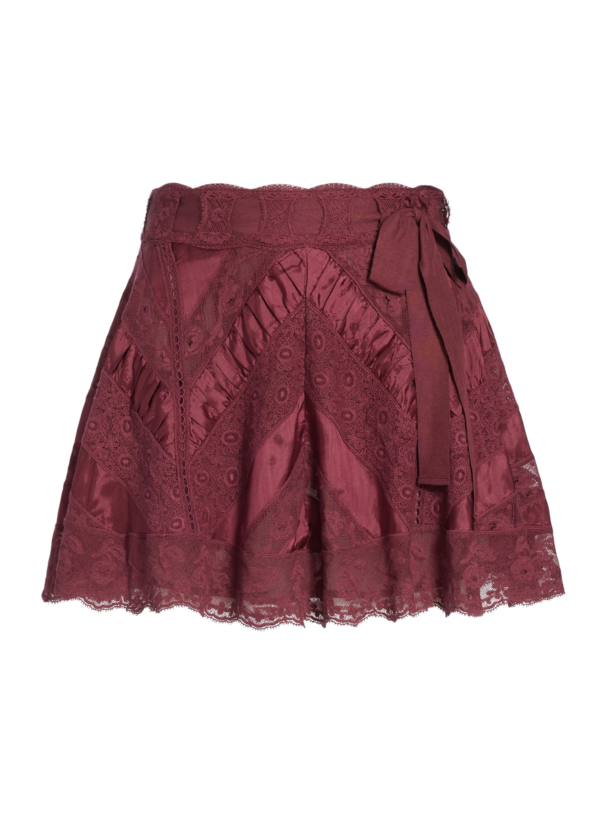 LoveShackFancy Women's Shayda Rochelle Lace Miniskirt - Oxblood