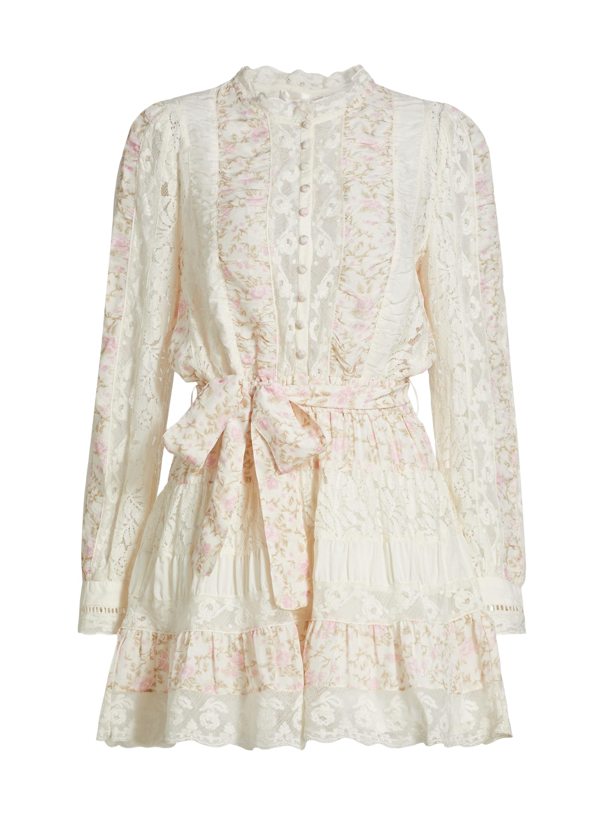 LoveShackFancy Women's Jessalyn Floral Long-Sleeve Minidress -  Blossom