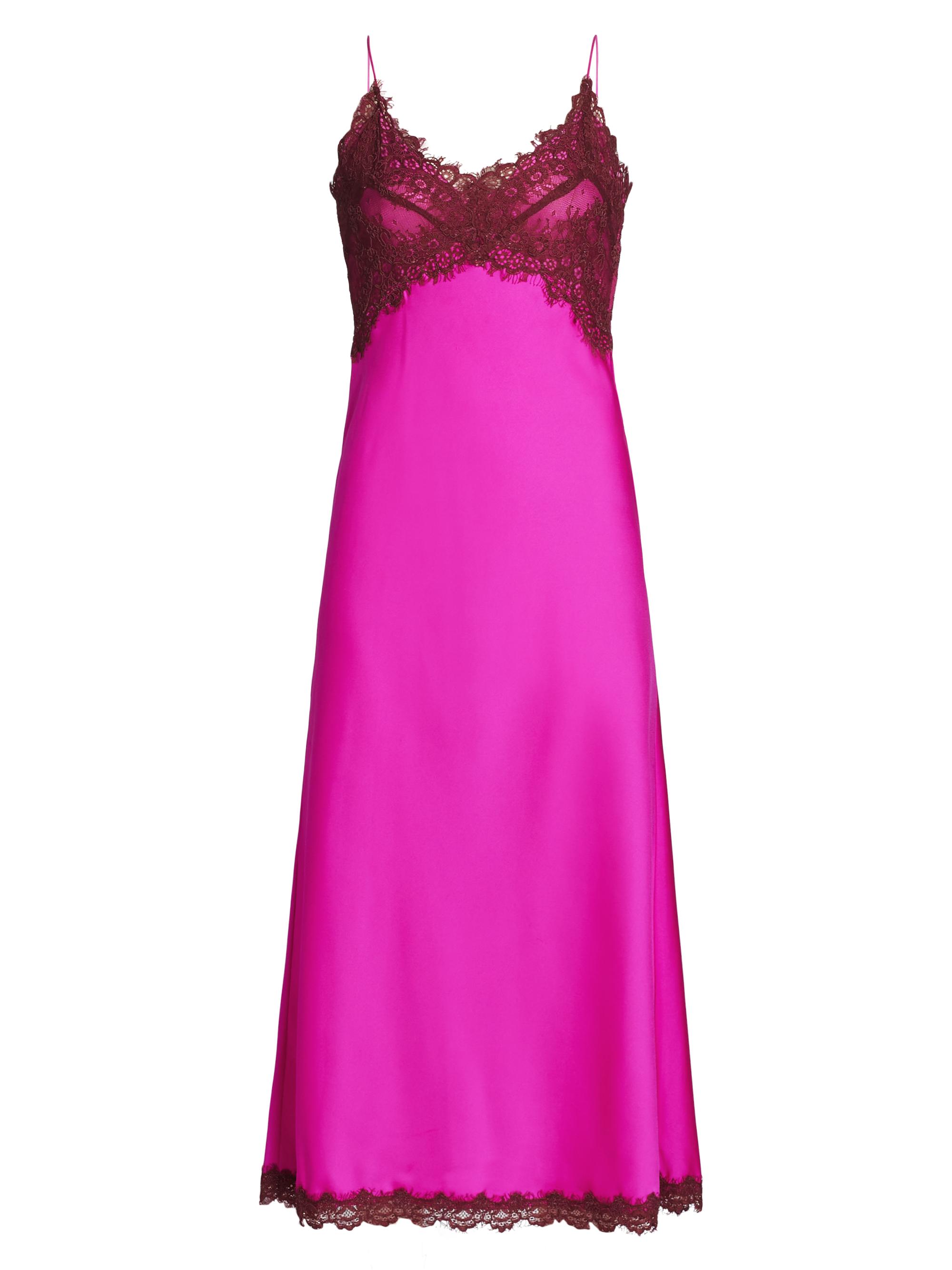 LoveShackFancy Women's Boudoir Lace Satin Ameliane Slipdress - Fuchsia