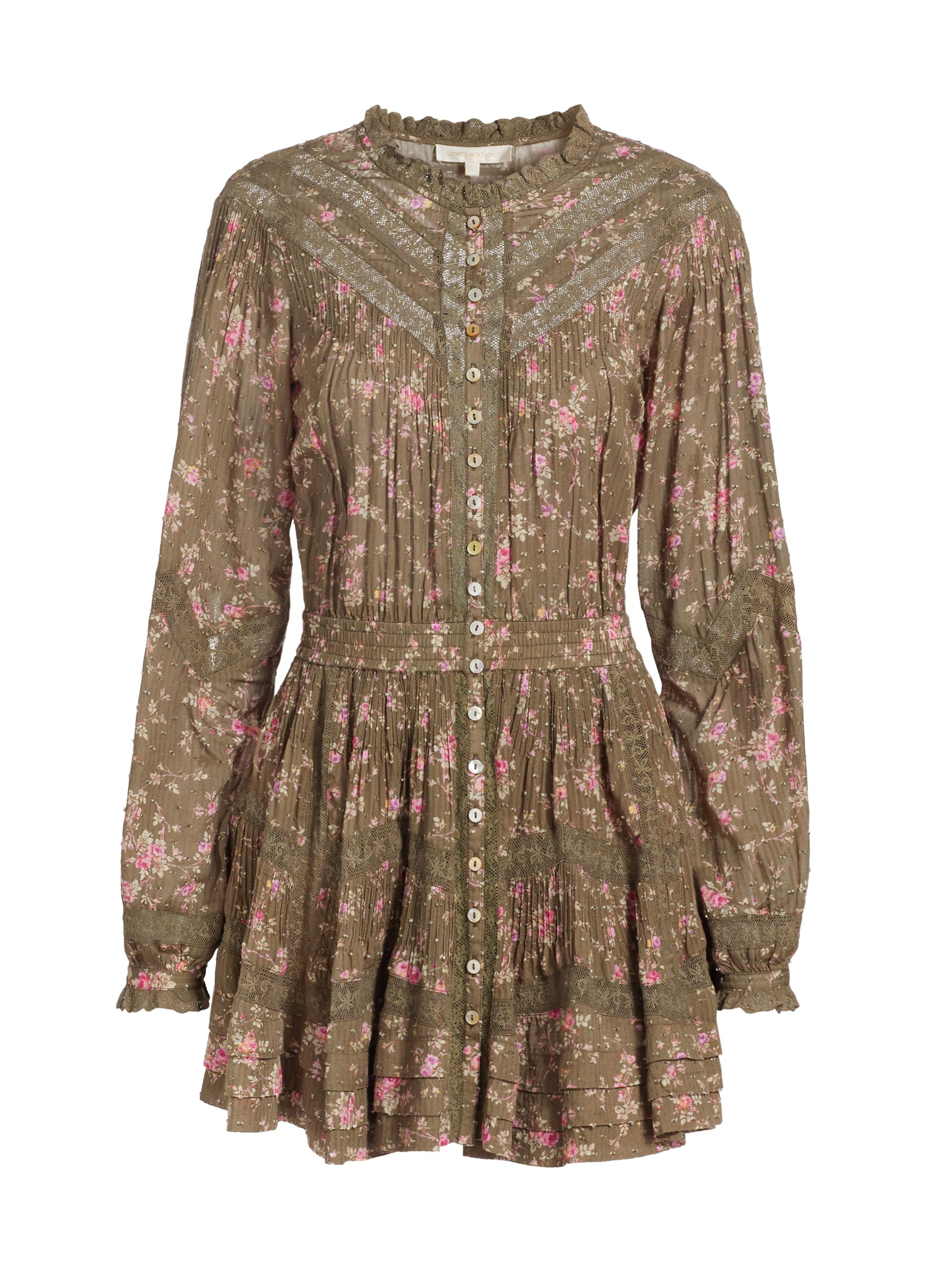 LoveShackFancy Women's Ballet Of Blooms Calia Minidress - Bancha Green
