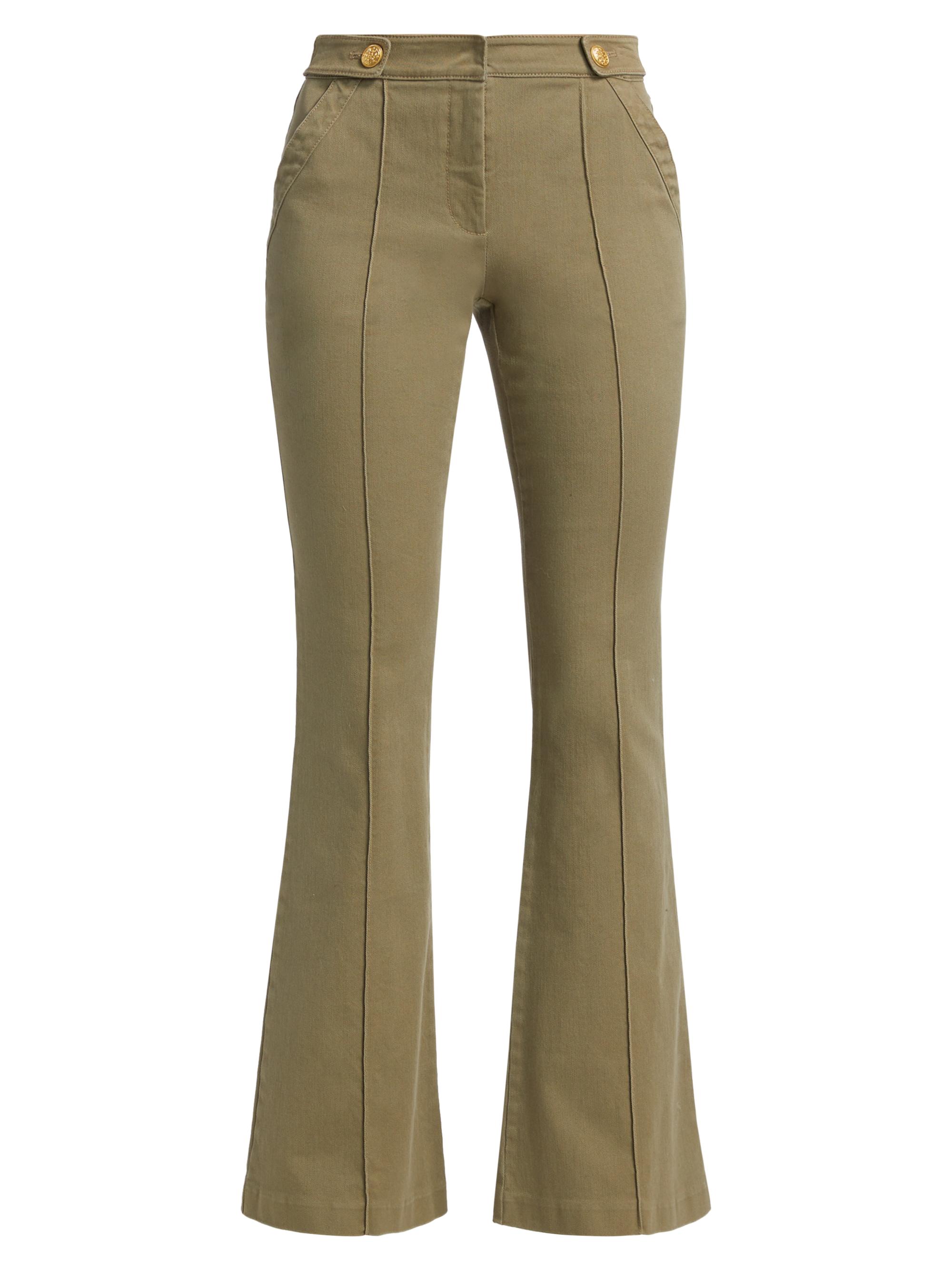 LoveShackFancy Women's Costella Cotton-Twill Flared Jeans - Olive