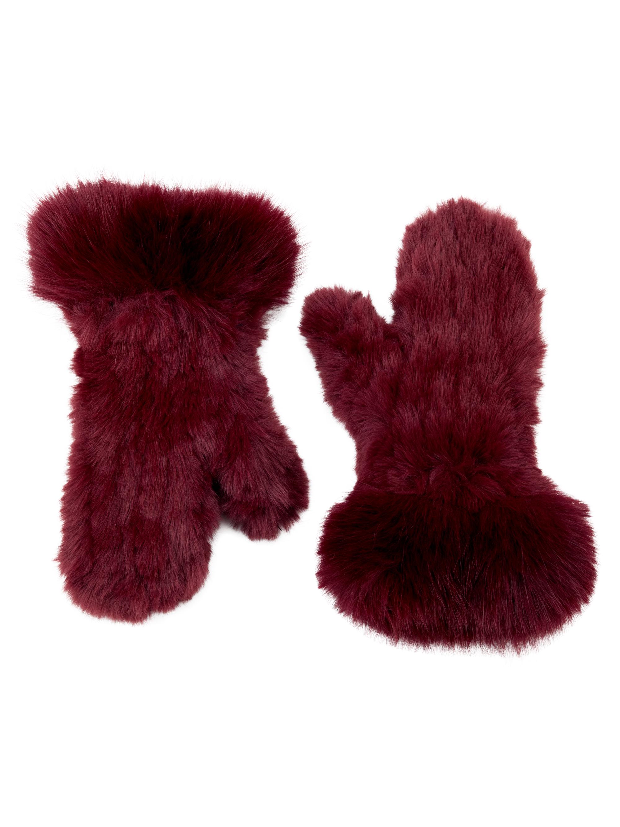 Jocelyn Women's Faux Fur Mittens - Burgundy