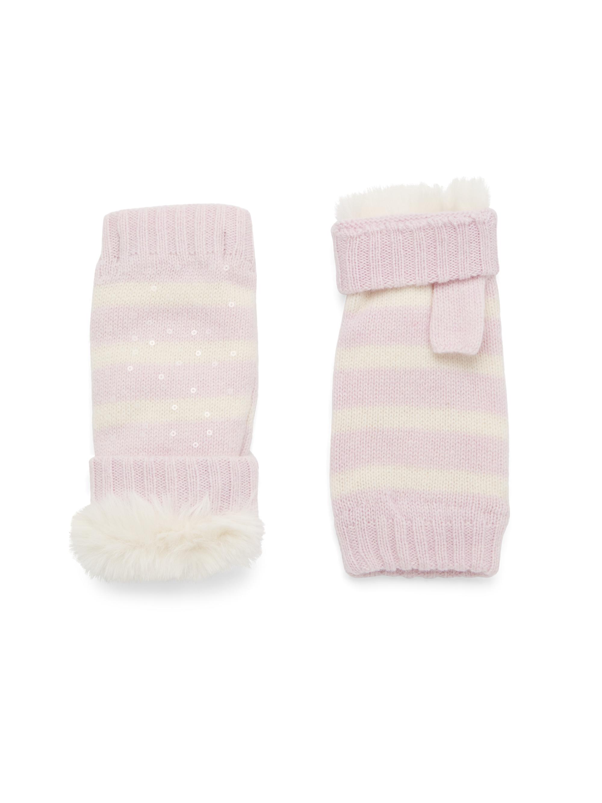 Jocelyn Women's Fingerless Faux-Fur Lined Knit Mittens - Pink