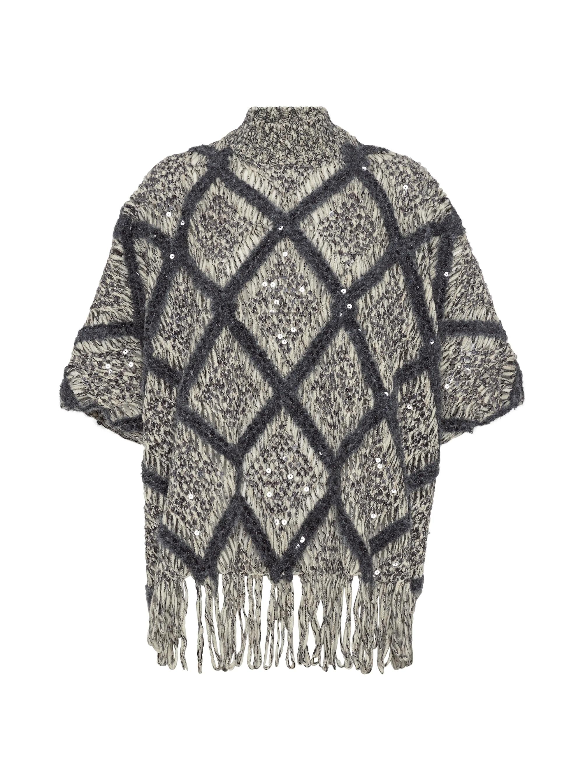 Brunello Cucinelli Women's Wool and Alpaca Knit Poncho - Anthracite