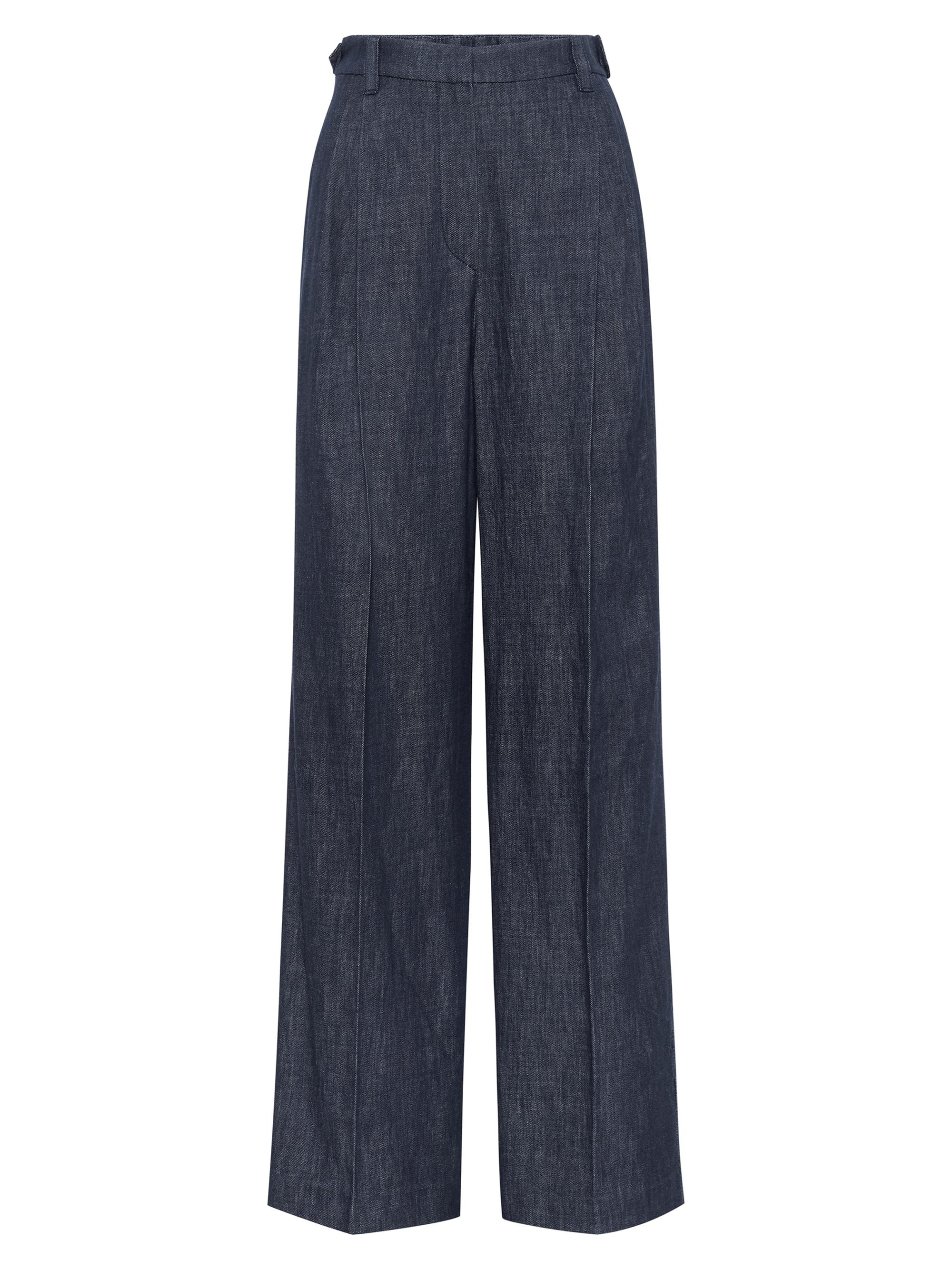 Brunello Cucinelli Women's Cotton Denim Effect Twill Tailored Relaxed Trousers - Denim