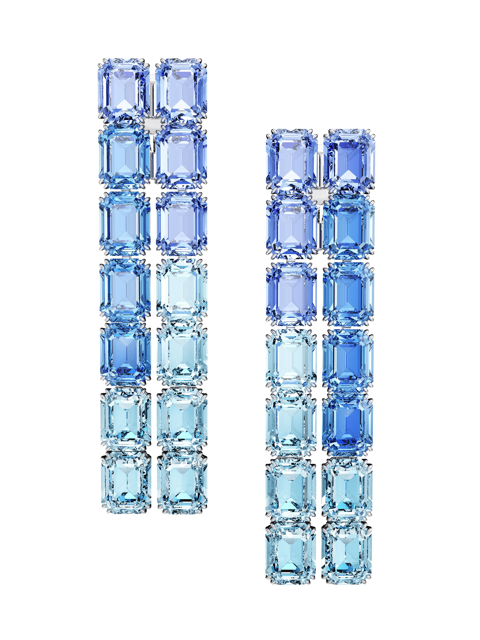 Swarovski Women's Millenia Rhodium-Plated & Gradient Crystal Clip-On Earrings - Blue