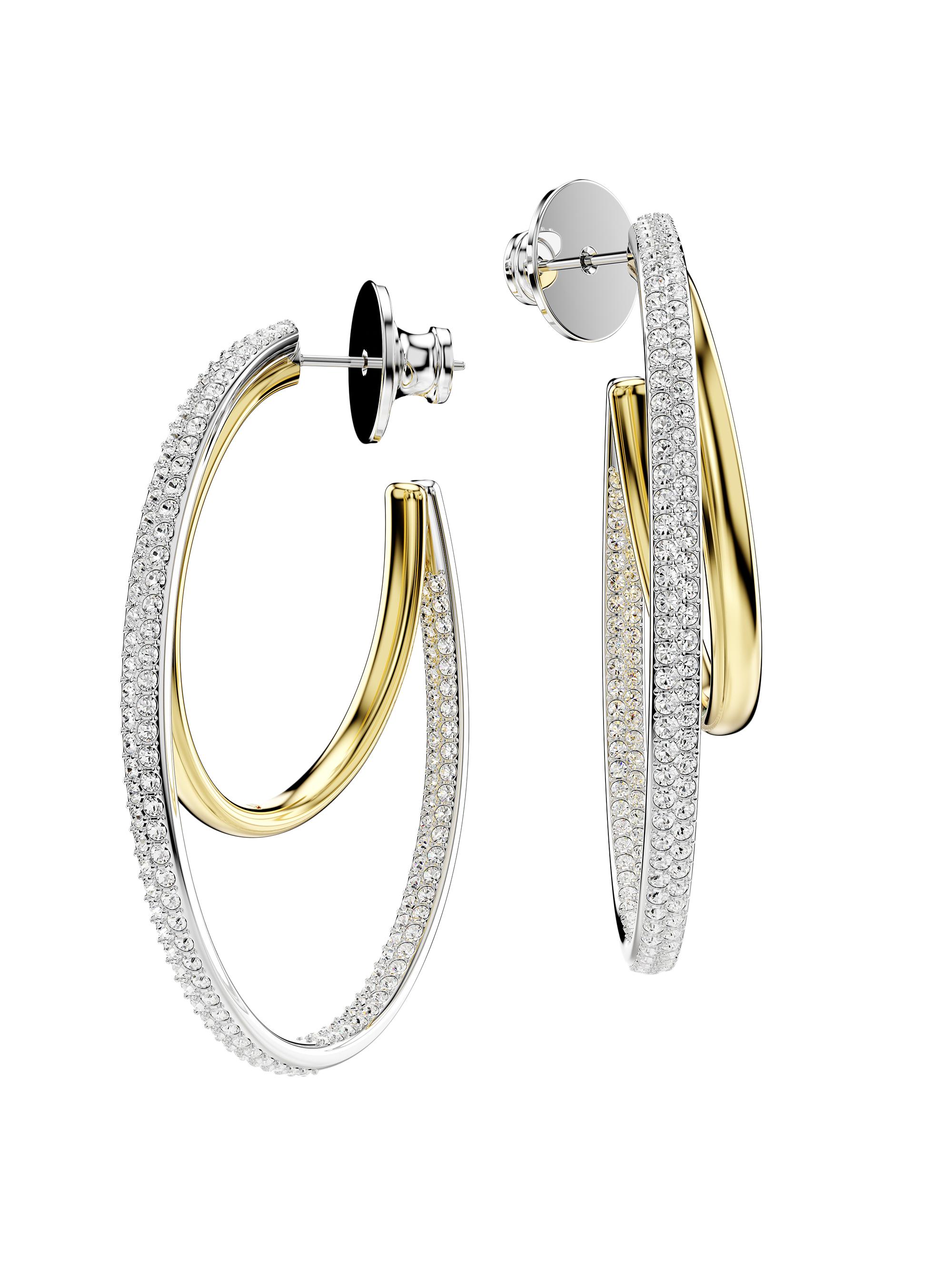 Swarovski Women's Hyperbola Rhodium-Plated, Goldtone & Crystal Hoop Earrings - Mixed Metal