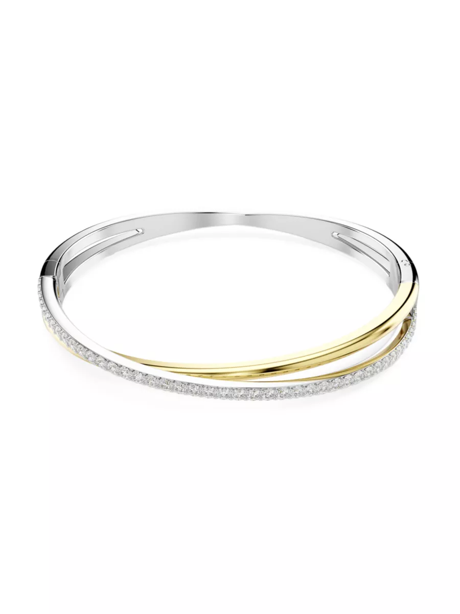 Shop Swarovski Hyperbola Rhodium-Plated, Goldtone & Crystal Bangle | Saks  Fifth Avenue