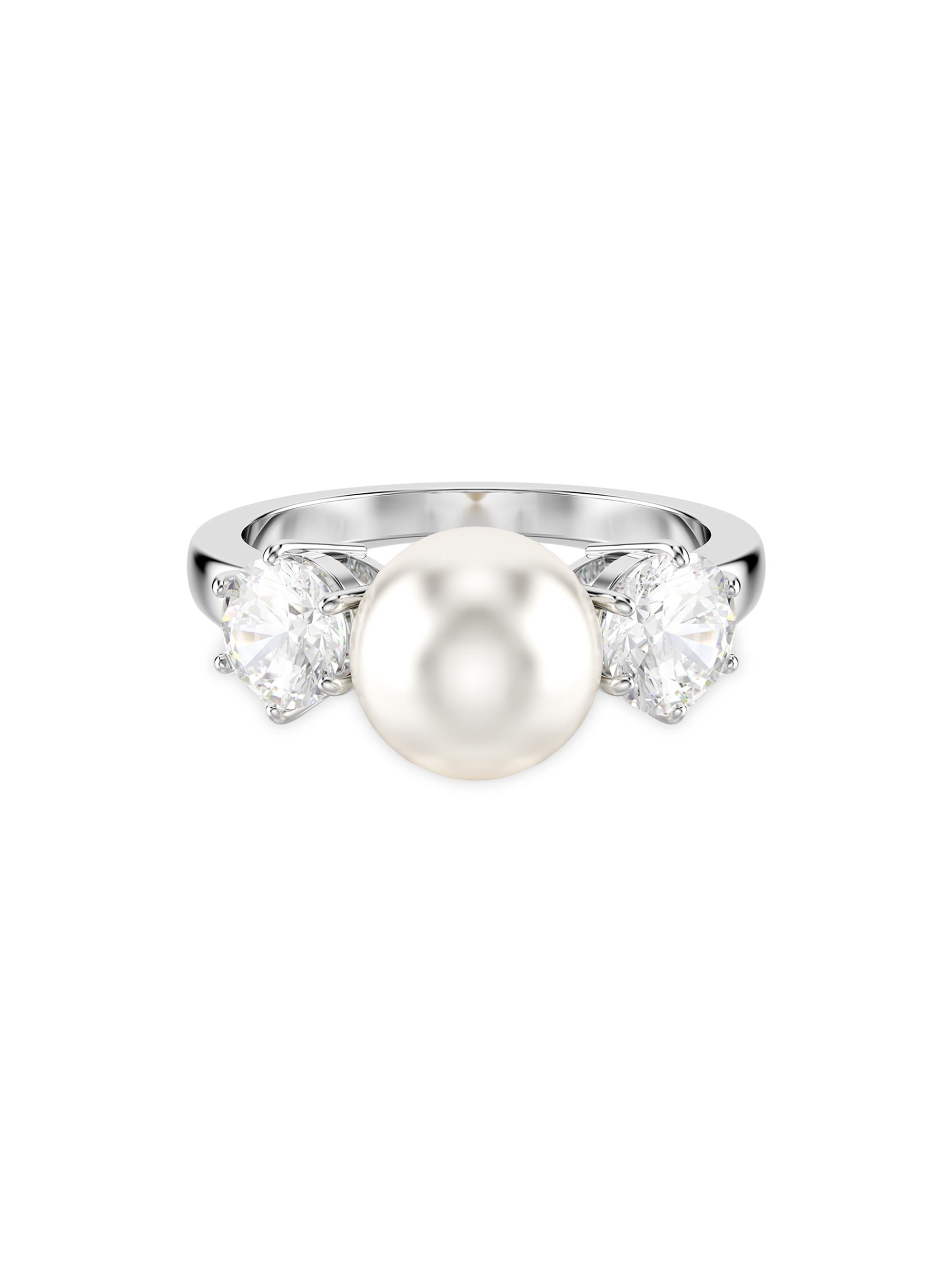 Swarovski Crystal Ring Pearl Ring Swarovski 18K WHITE GOLD GF MADE