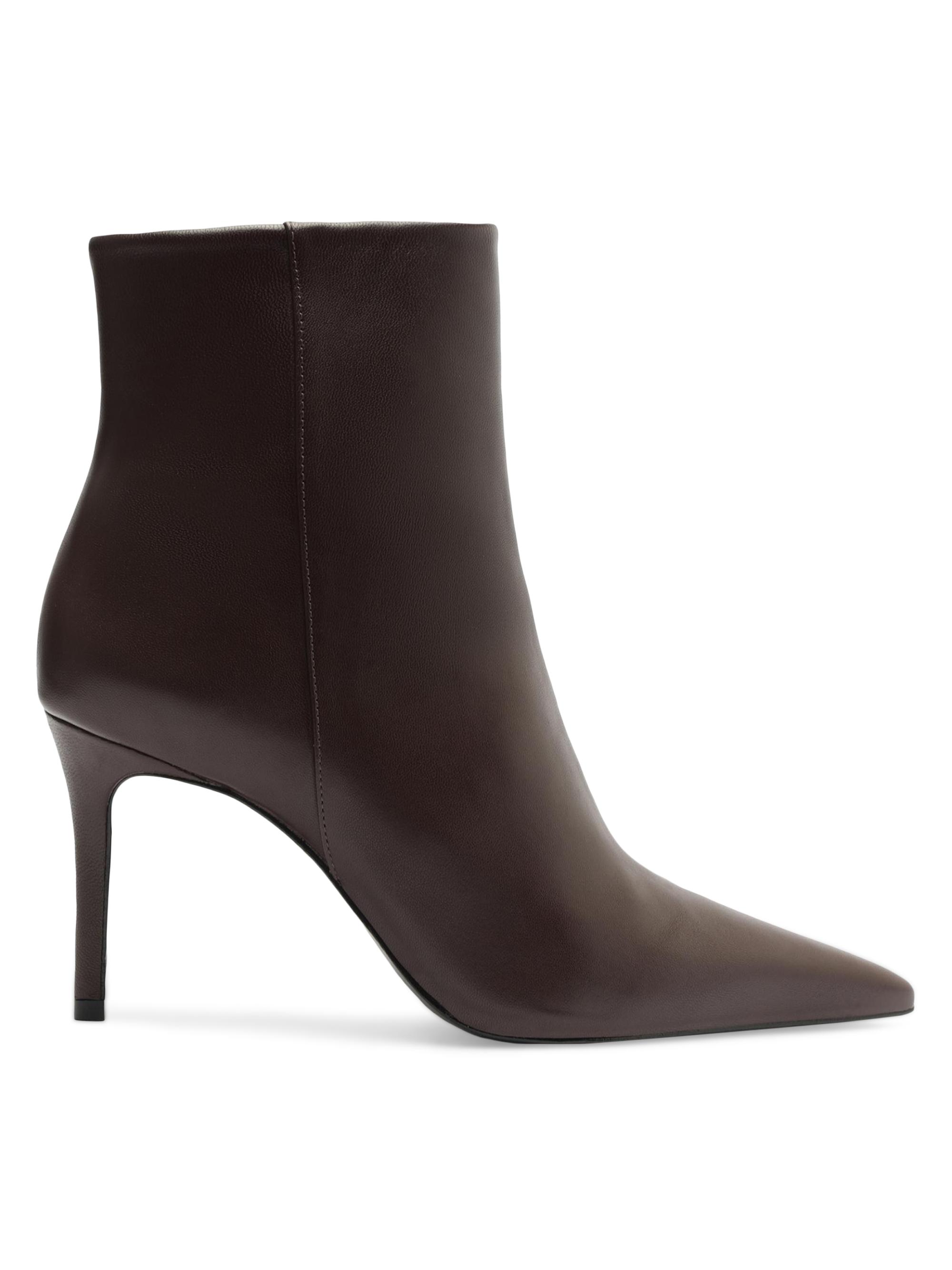 Schutz Women's Mikki 85MM Leather Stiletto Booties - Dark Chocolate