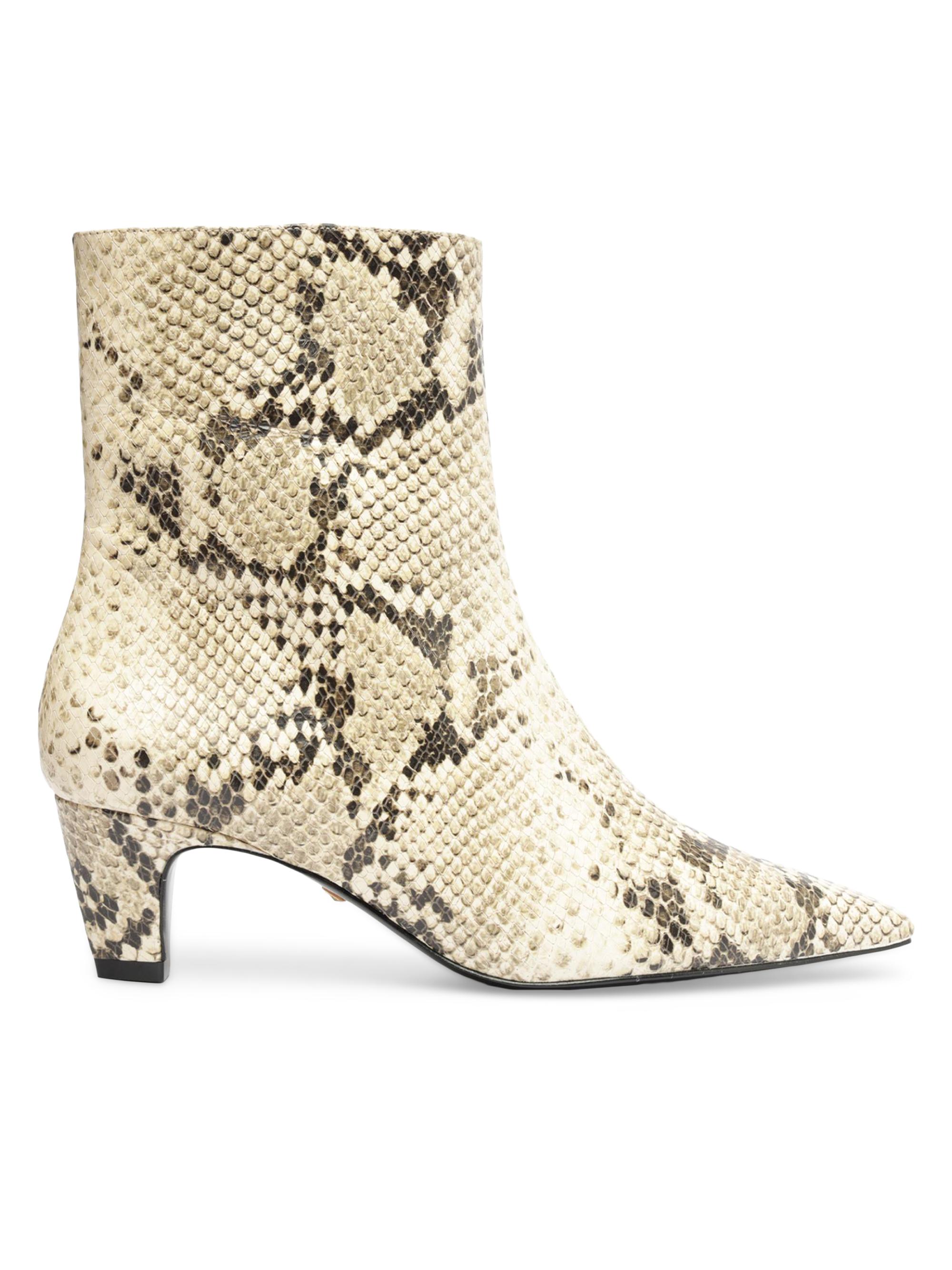 Schutz Women's Dellia 55MM Snake-Embossed Leather Booties - Natural