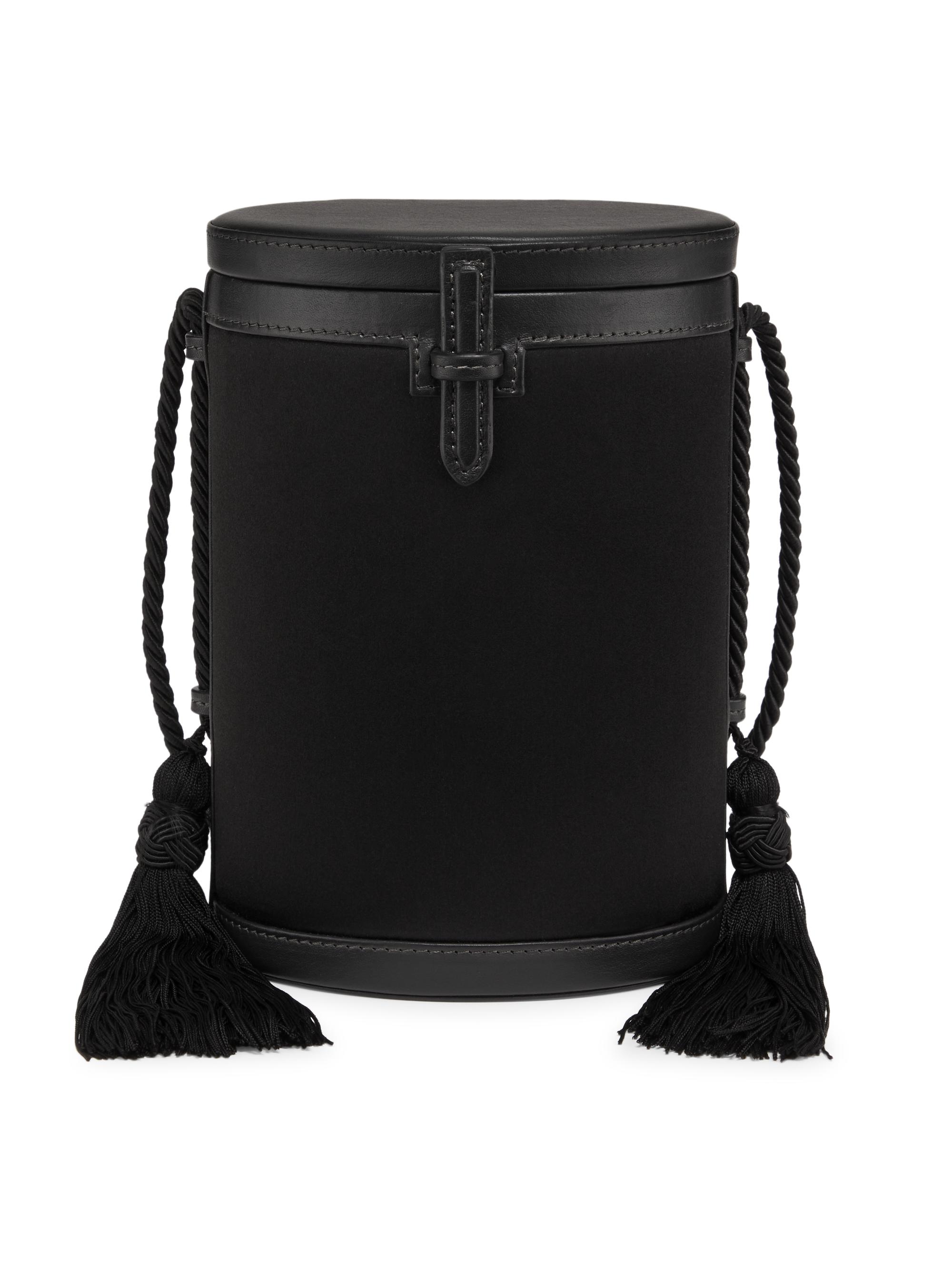 Hunting Season Women's Leather Cylinder Trunk Bag - Black