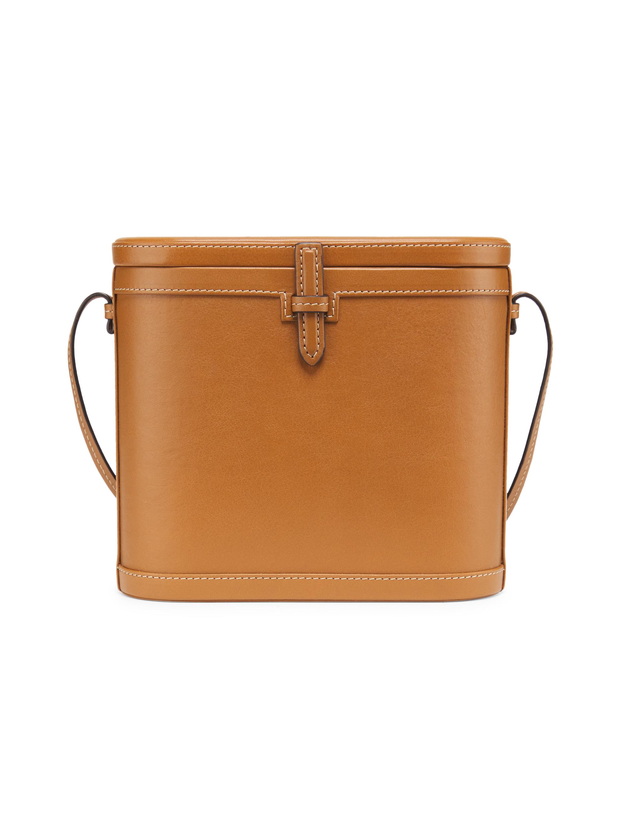 Hunting Season Women's Leather Oval Trunk Bag - Camel