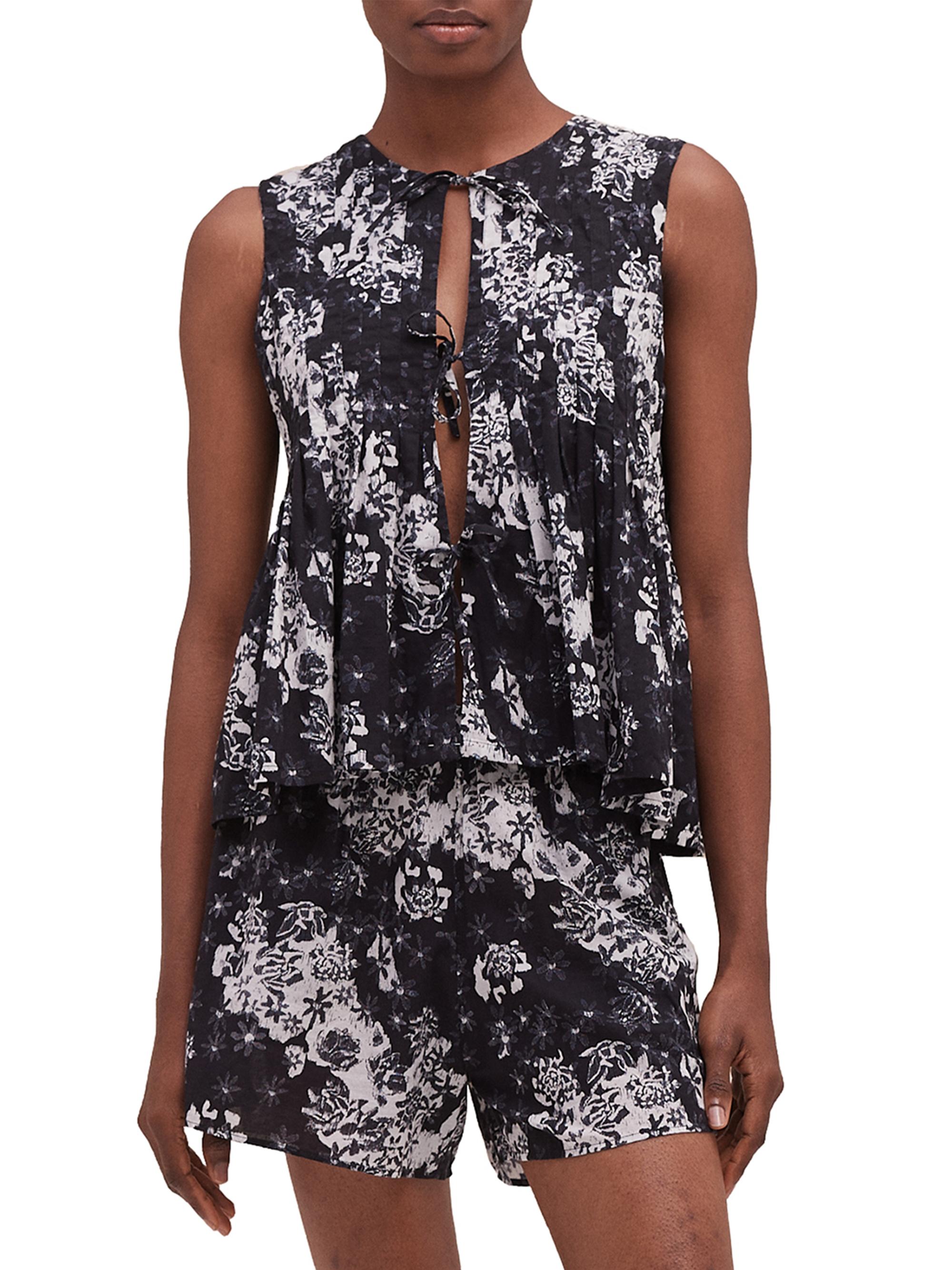 Desmond & Dempsey Women's Flowers Of Time Pleated Cami & Shorts Set - Flowers Of Time Black