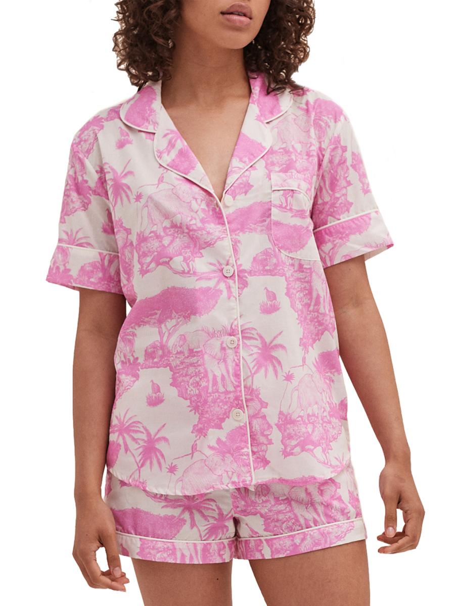 Desmond & Dempsey Women's Loxodonta Toile Short Pajama Set In Pink
