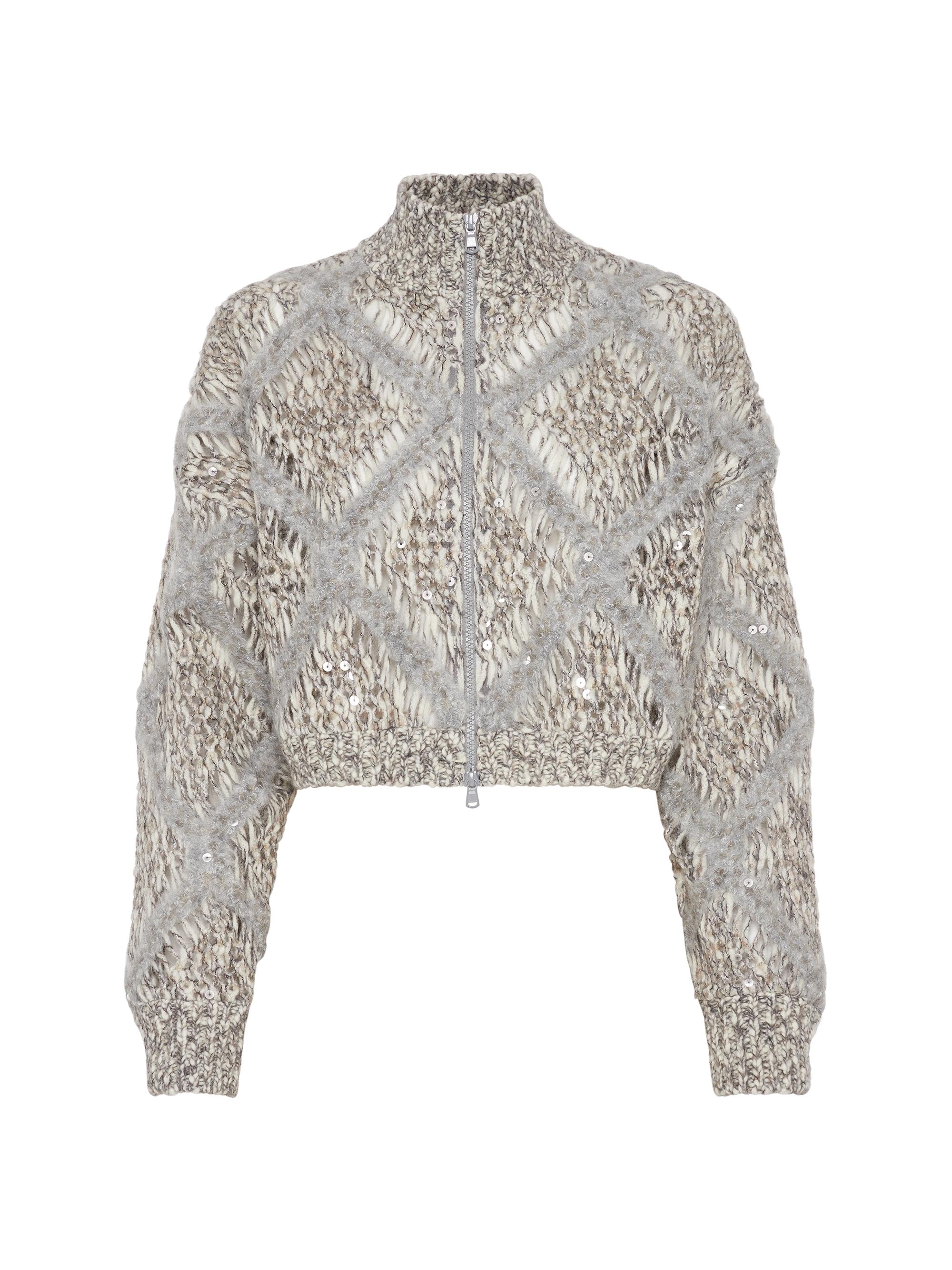 Brunello Cucinelli Women's Wool and Alpaca Cropped Cardigan - Light Grey