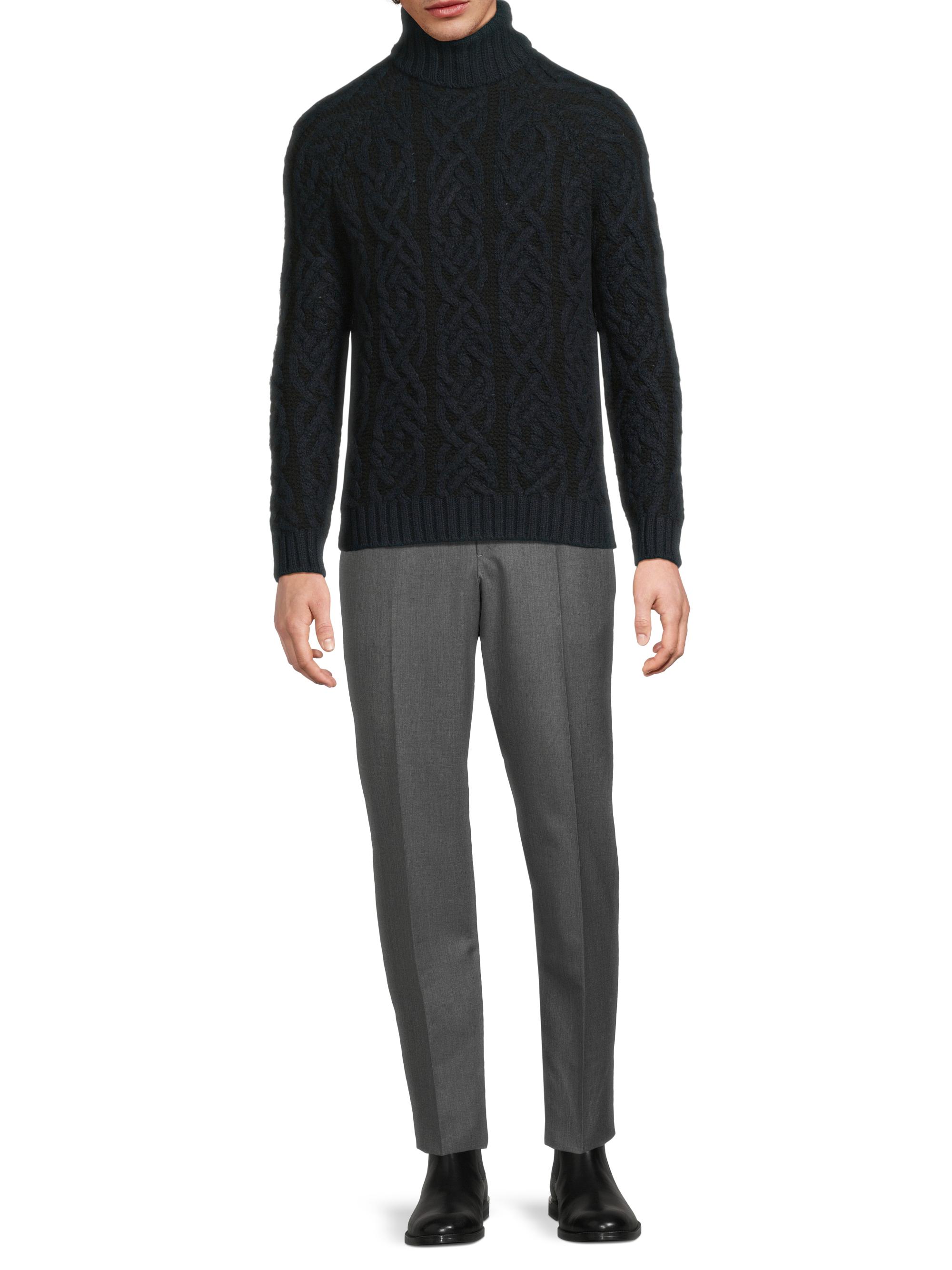 Isaia Maglia Uomo Cashmere-Wool Cable-Knit Turtleneck Sweater